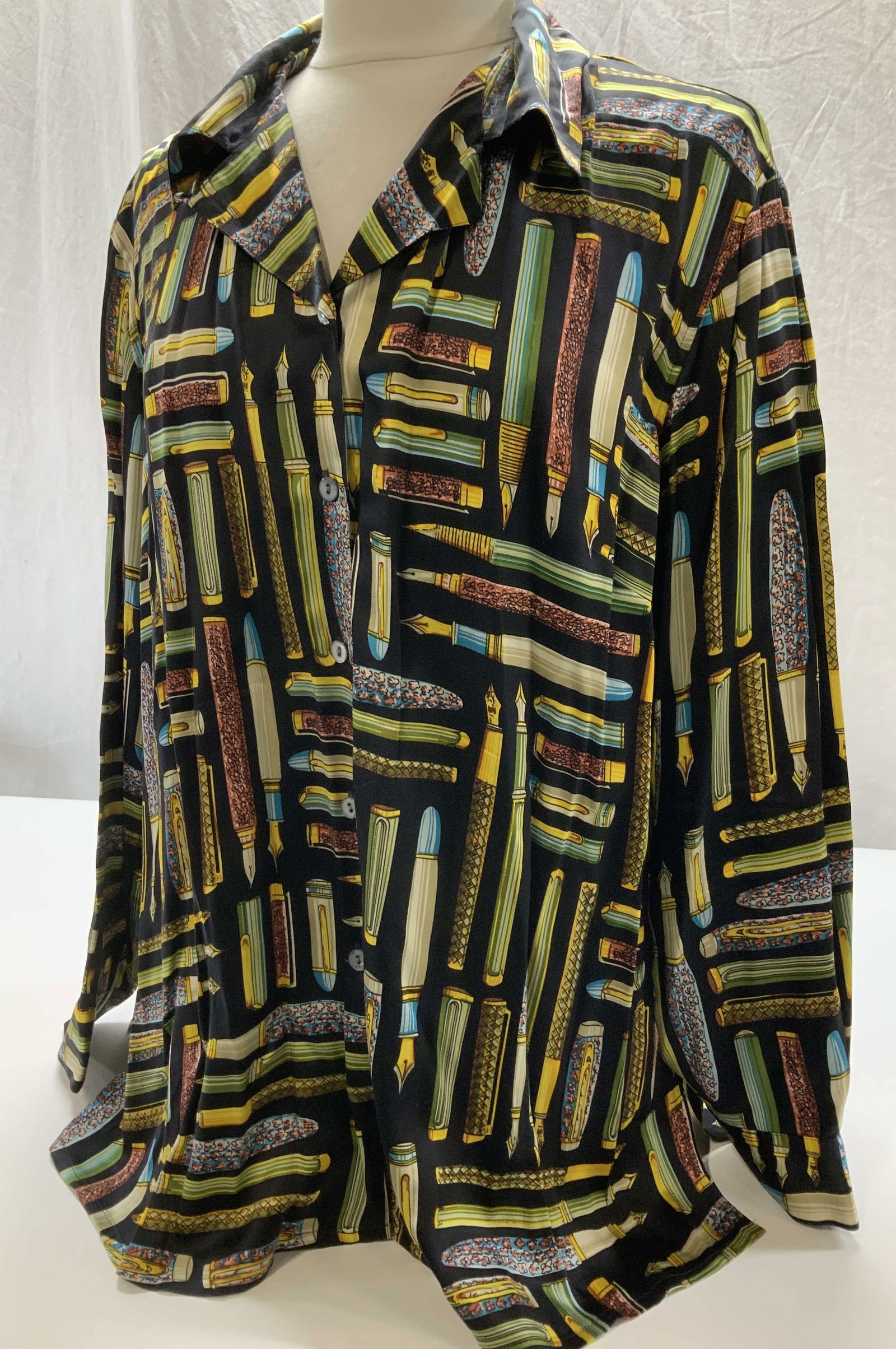 City Silk Fountain Pen Motif Silk Blouse (1 of 7)