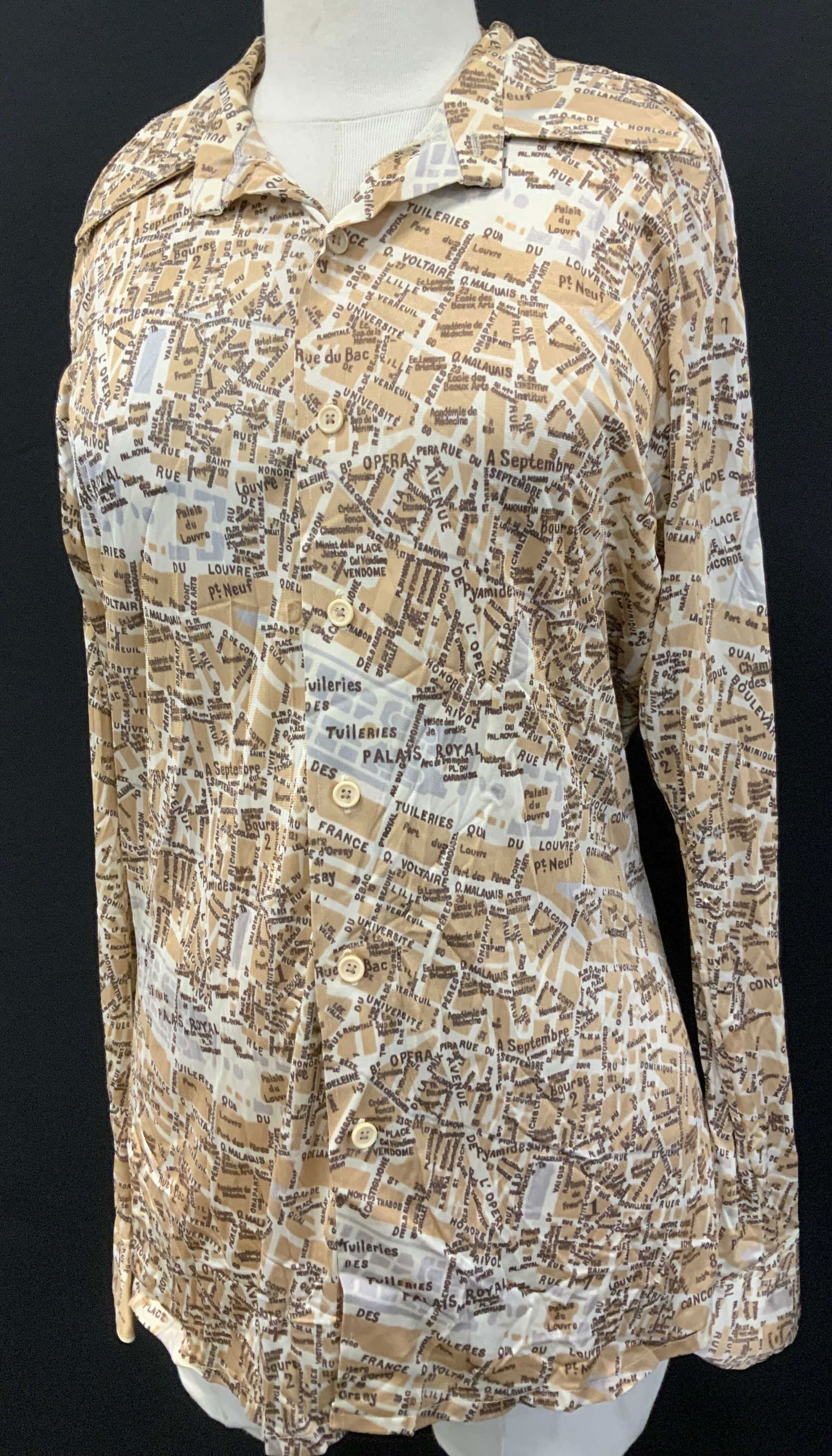 Saks Fifth Ave Paris City Map Button Down Shirt (1 of 9)