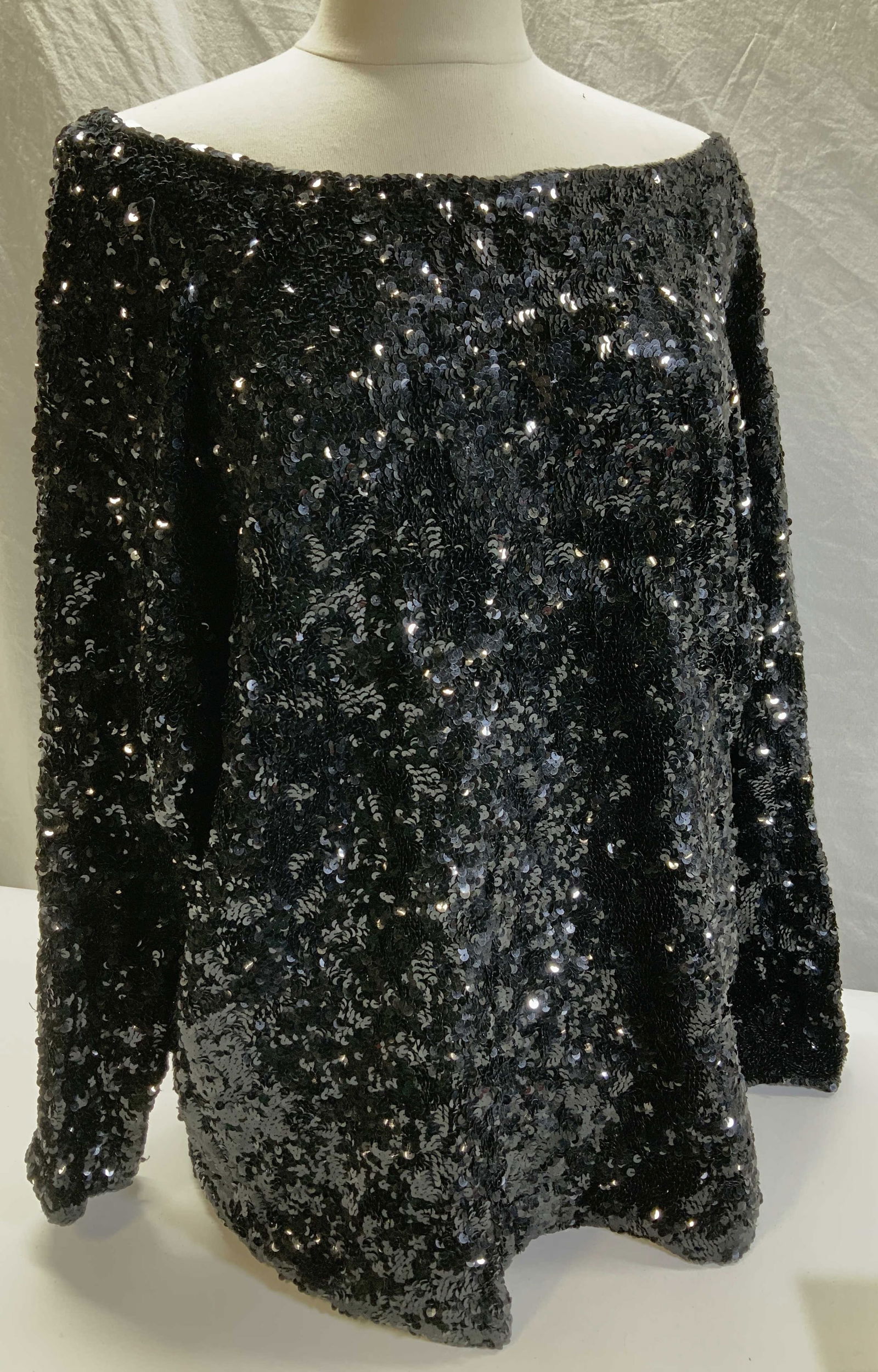Donna Karen NY Black Sequin Wool Cocktail Shirt (1 of 12)