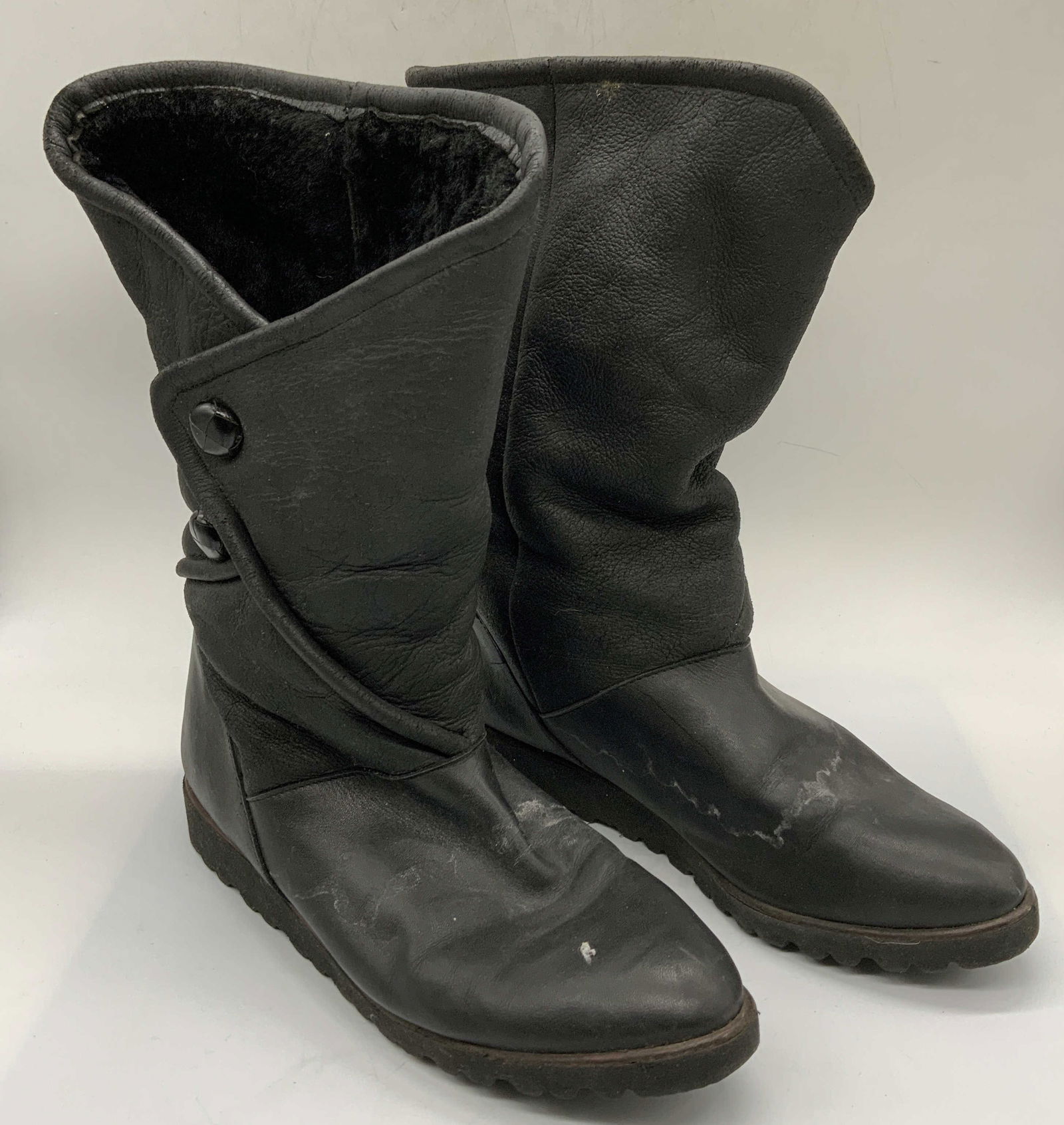 Abetone Black Leather Shearling Style Boots (1 of 6)