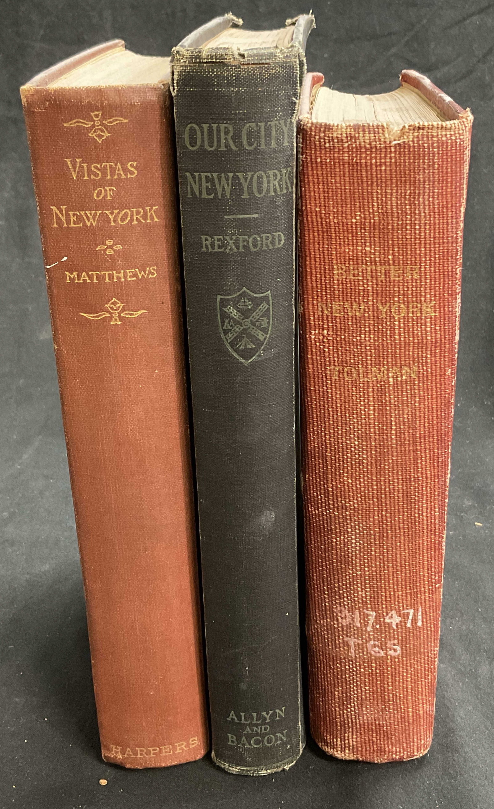 3 Vintage NYC Books Illustrated 1904,1912, 1924: THE BETTER NEW YORK. Dr. WM.H.Tolman and Charles Hemstreet. Afterword by Josiah Strong. Published by The Baker and Taylor Co. Copyright is 1904. Appears to be first edition. Hardcover. Measures approx