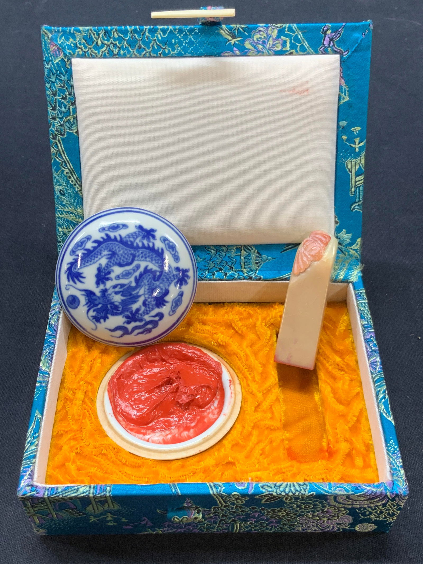 Carved Jadeite Signature Stamp W Ink & Box (1 of 11)