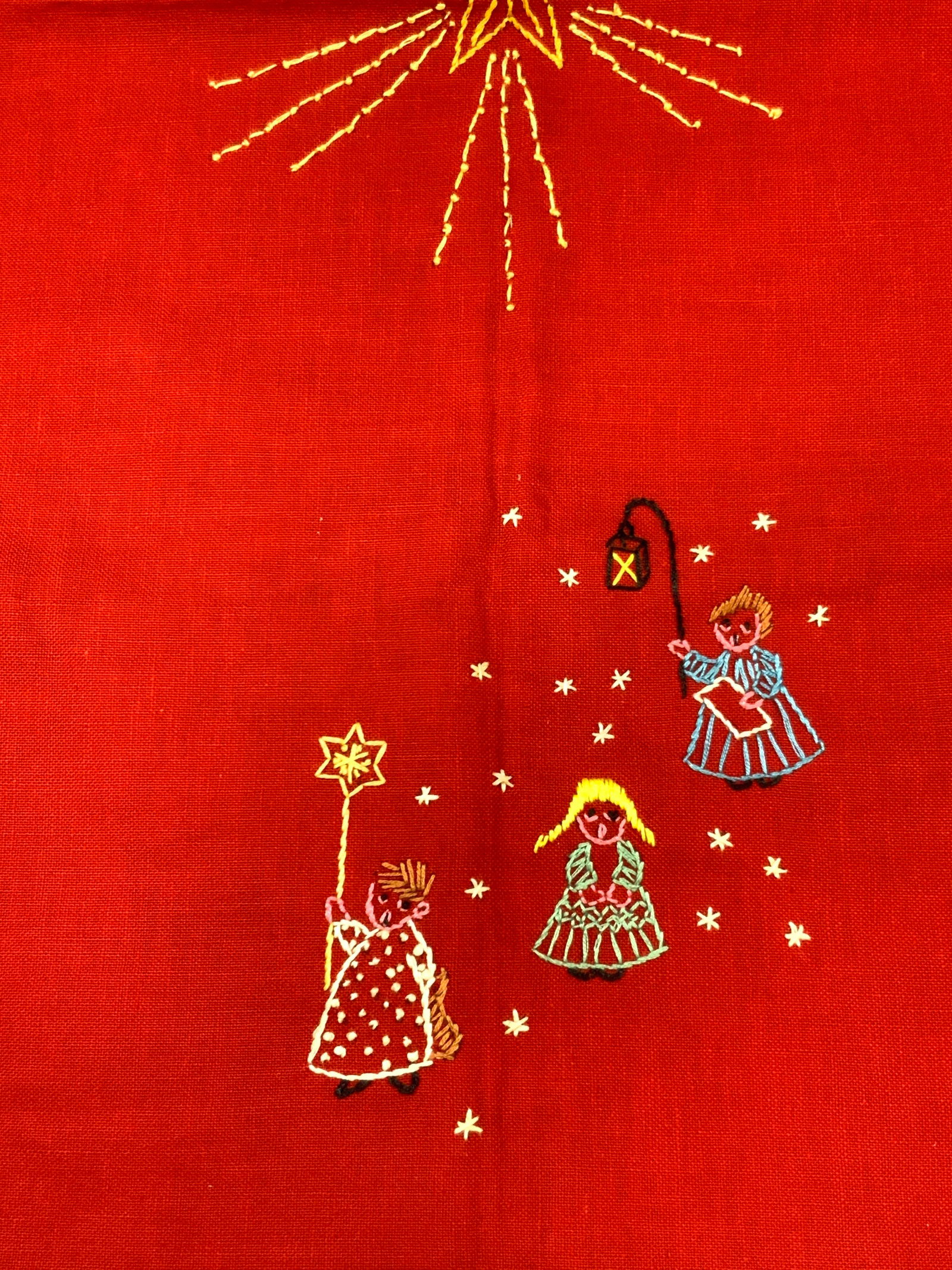 Hand Embroidered Folk Art Holiday Tablecloth (1 of 7)