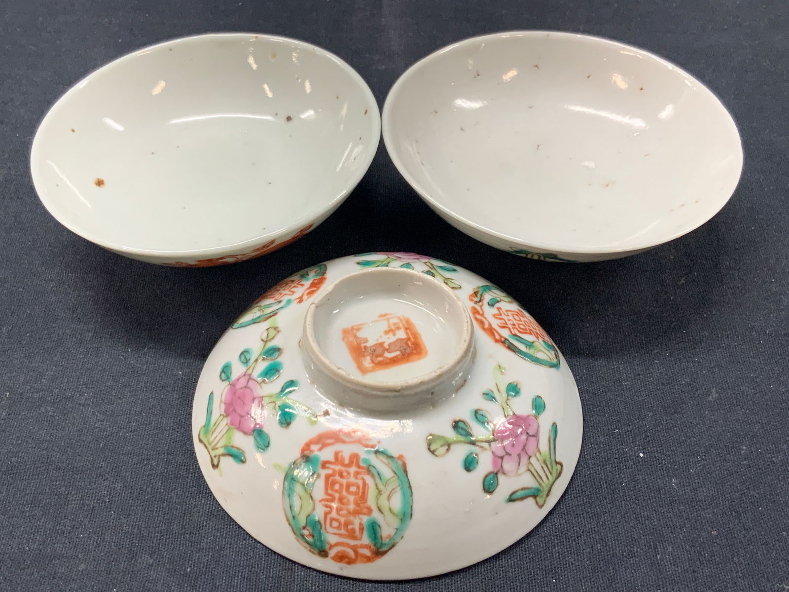 Lot 3 Vntg Stamped Asian Soy Sauce Saucers Auction