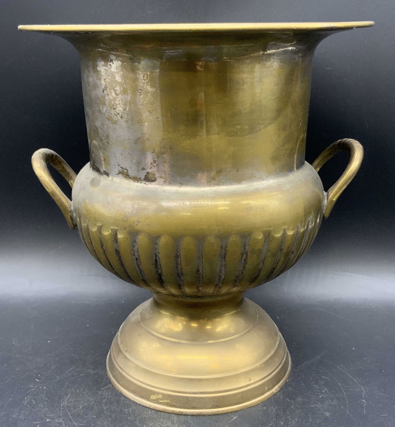 Vintage Brass Toned Metal Urn Vase / Planter (1 of 10)