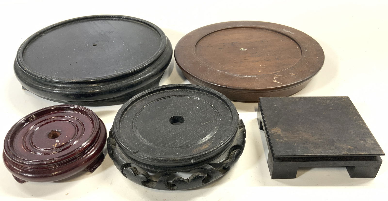 Lot 5 Vntg Asian Carved Wooden Pedestals (1 of 7)