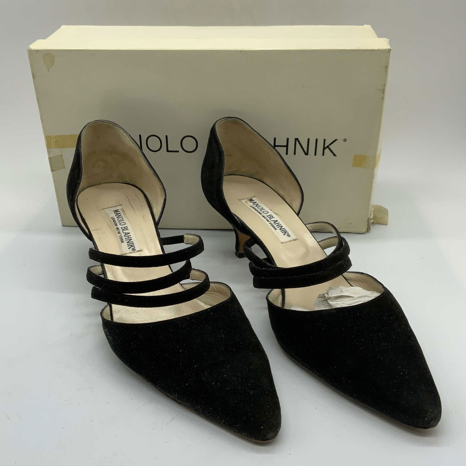 MANOLO BLAHNIK Black Suede Strap Heels, Italy (1 of 8)