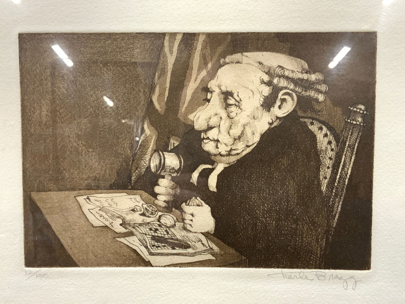 CHARLES BRAGGG Signed Judge Court Plate Etching (1 of 10)
