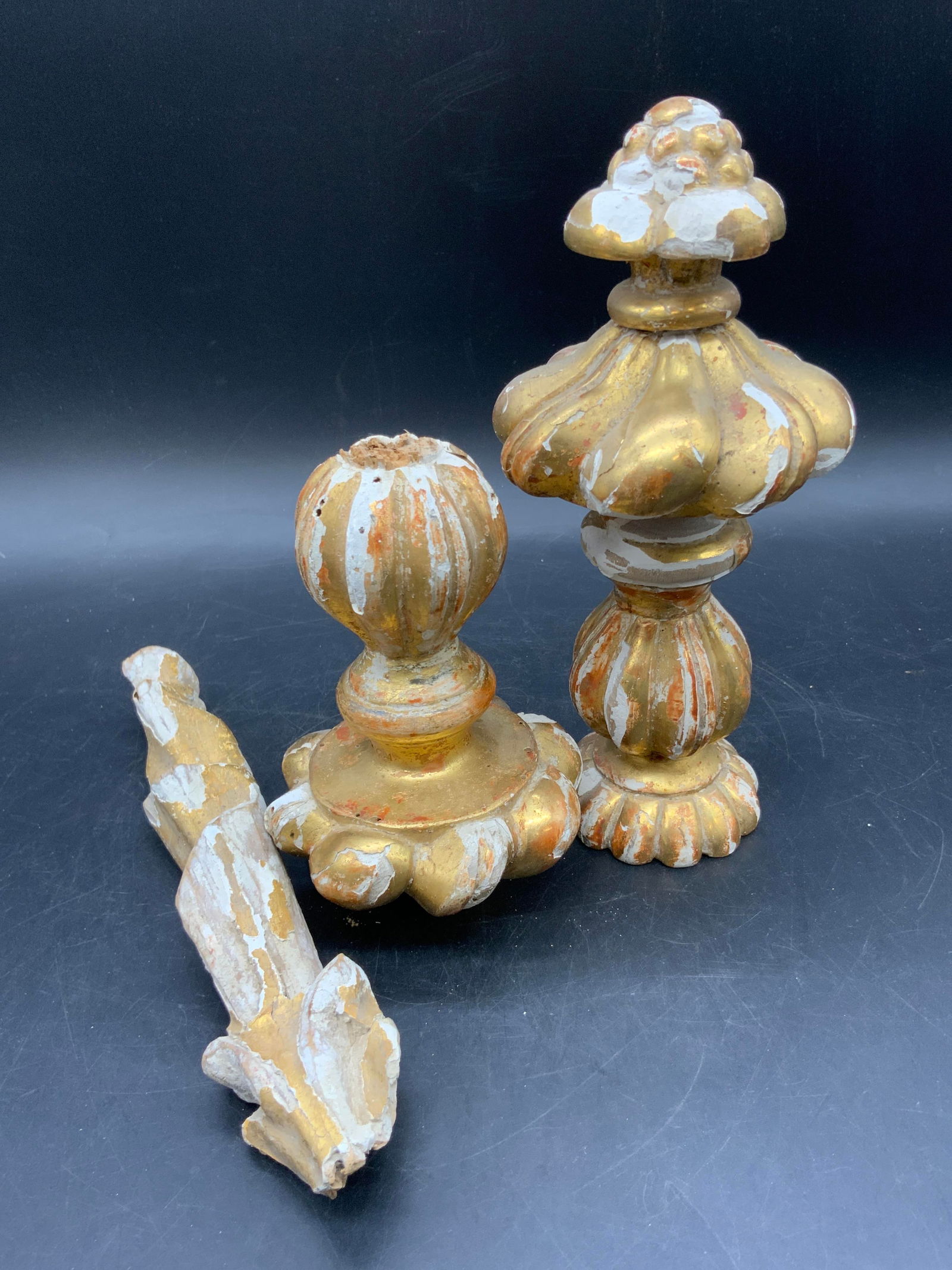 Lot 3 Antique Carved Gilt Wood Accessories (1 of 9)