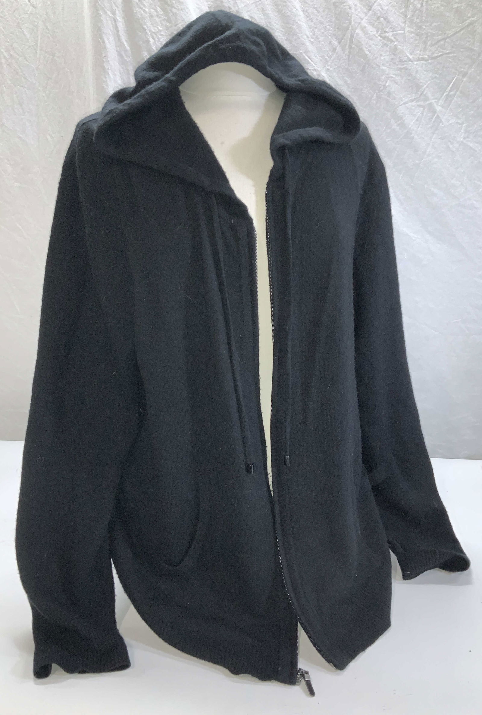 QI Black Cashmere Hooded Jacket, Unisex (1 of 8)