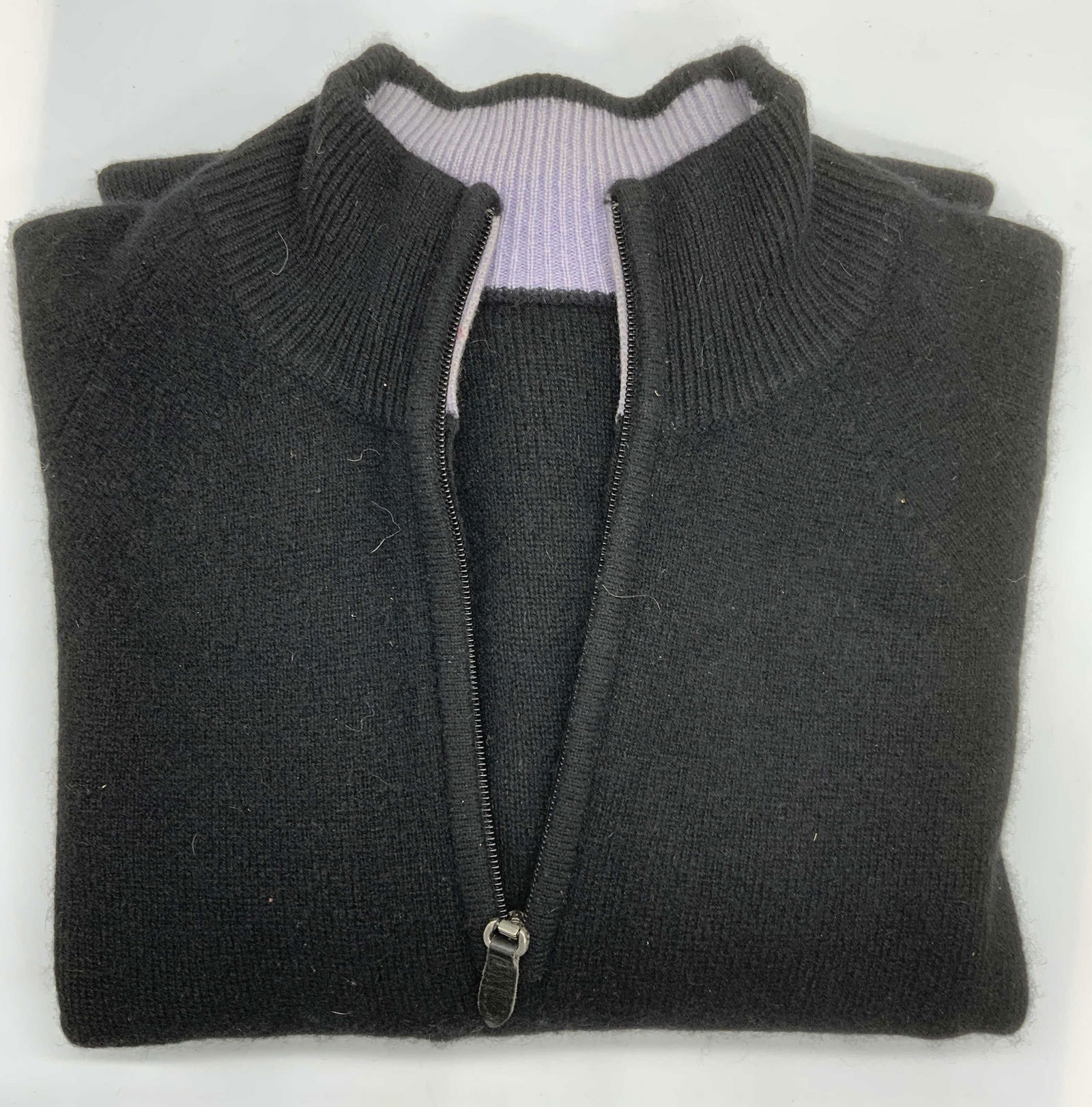 Quarter Zip Sweater, Black W Contrasting Collar (1 of 7)