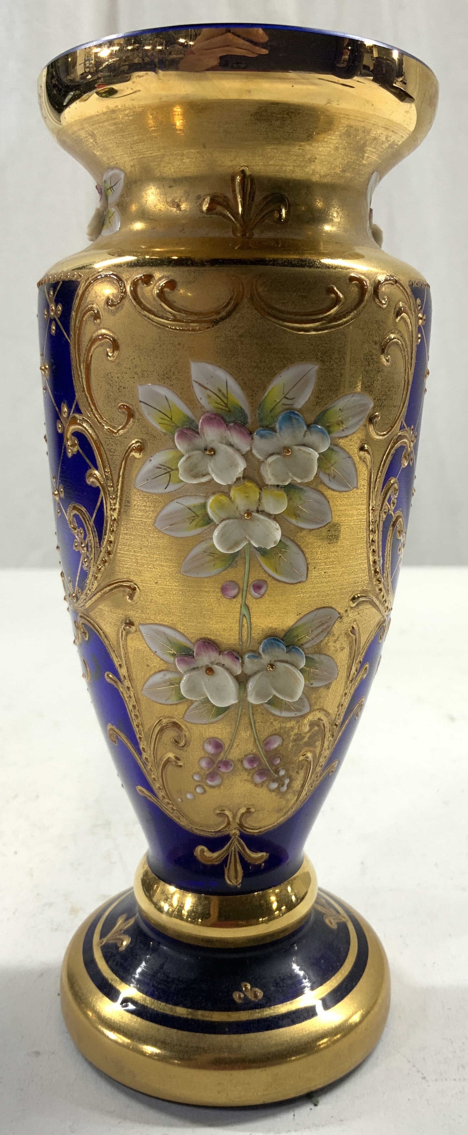 Vntg Hand Painted Czech Bohemian Art Glass Vase (1 of 7)