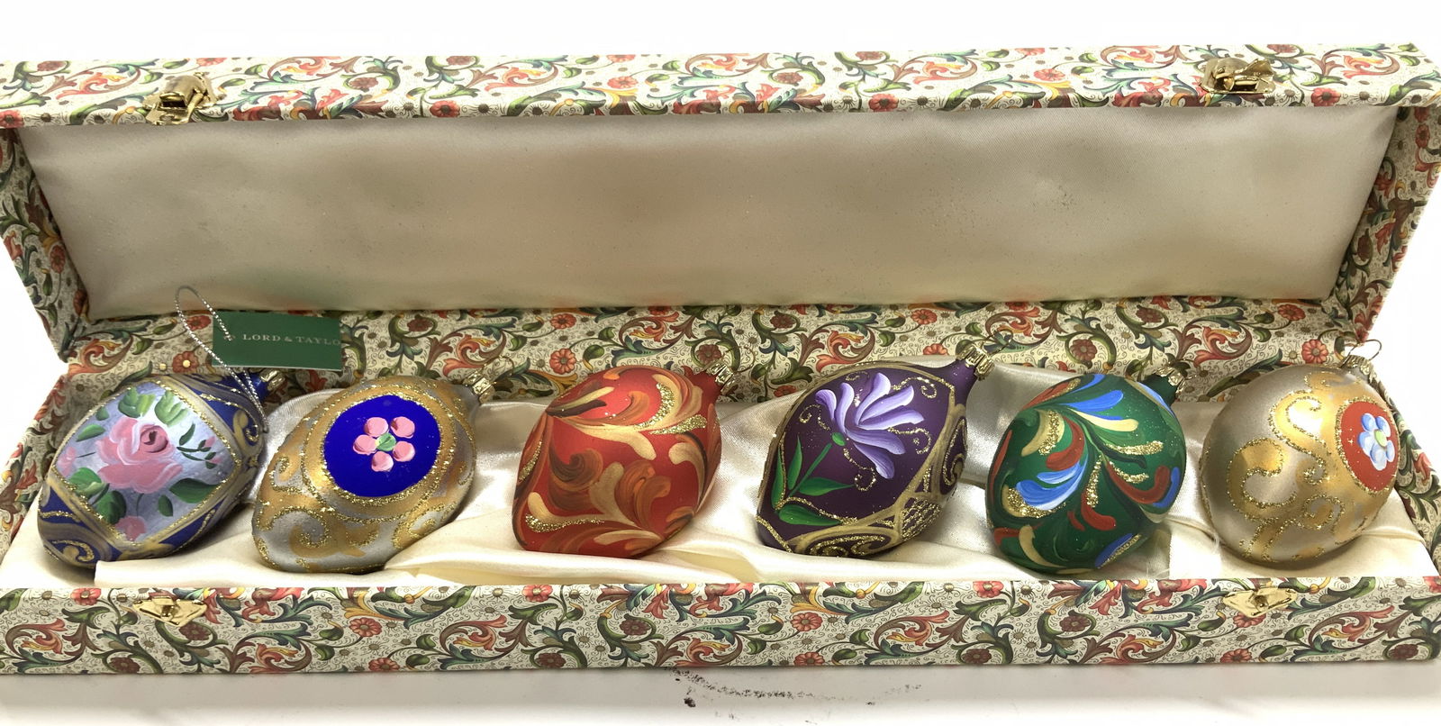 Set 6 Hand Painted Glass Ornaments NIB, Italy (1 of 9)