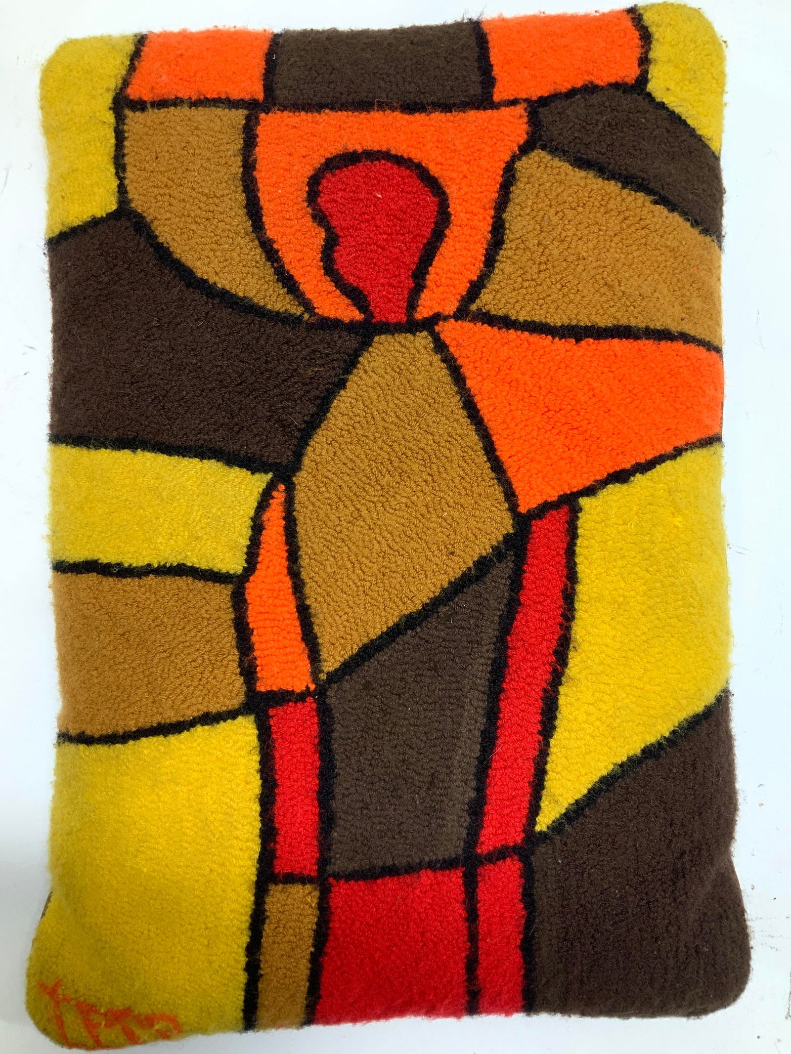 Signed Handmade Cubist Art Wool Velour Pillow (1 of 8)