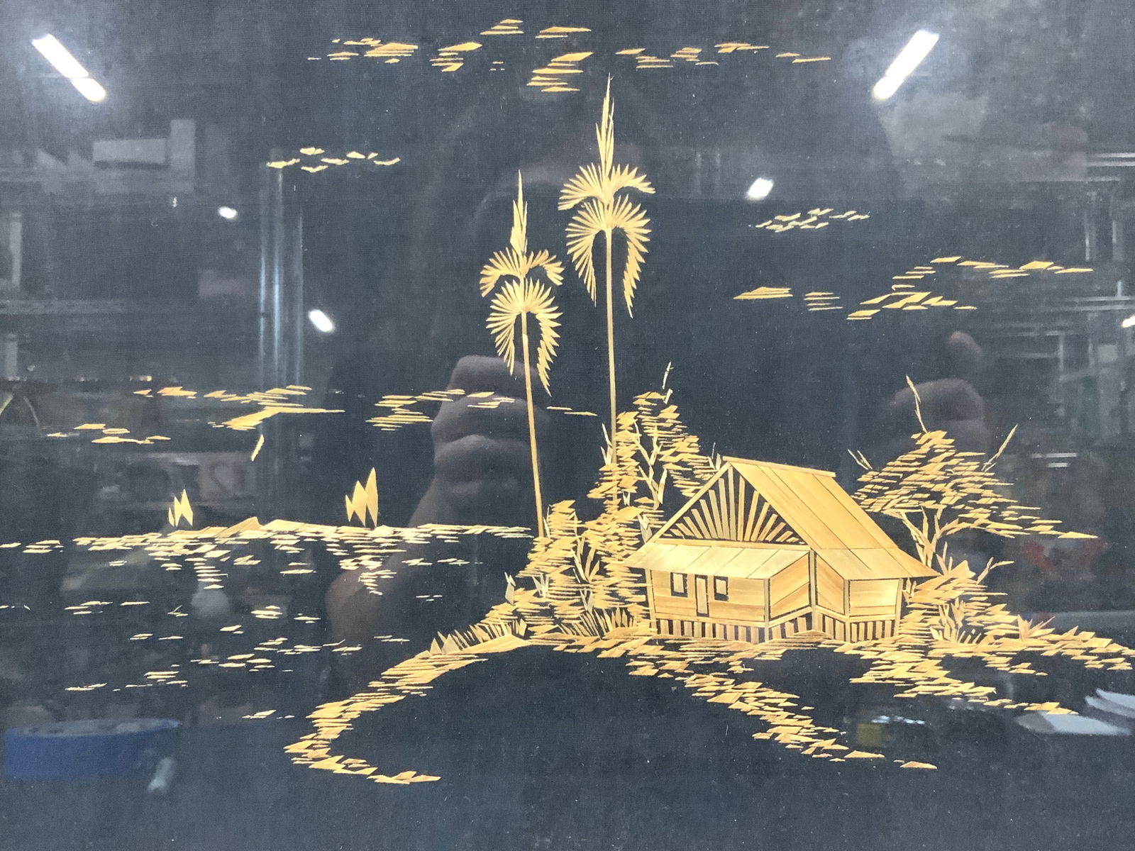 Framed Bamboo Crafted Asian Image On Fabric (1 of 10)