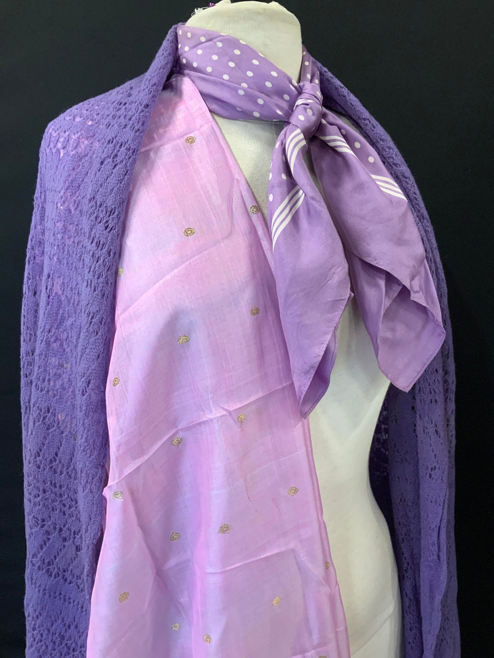 Lot 3 Indian Shawl,  Silk Swiss Scarf, Wool Shawl (1 of 8)