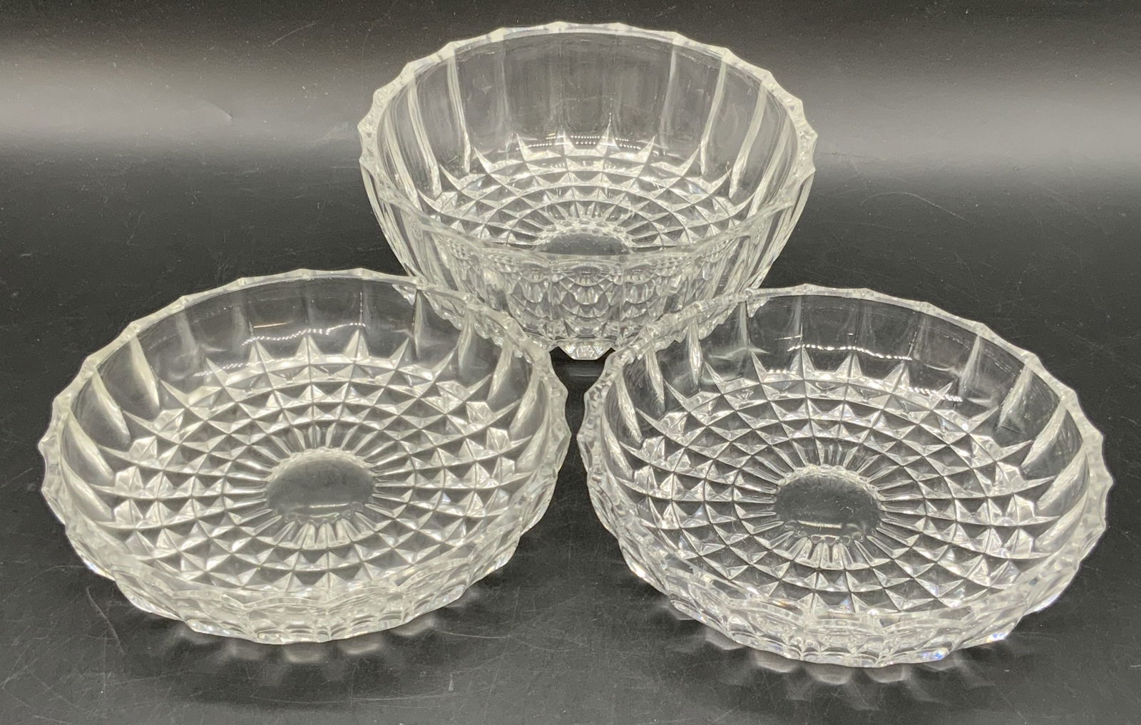 Lot 3 Vintage Clear Cut Glass Tableware (1 of 10)
