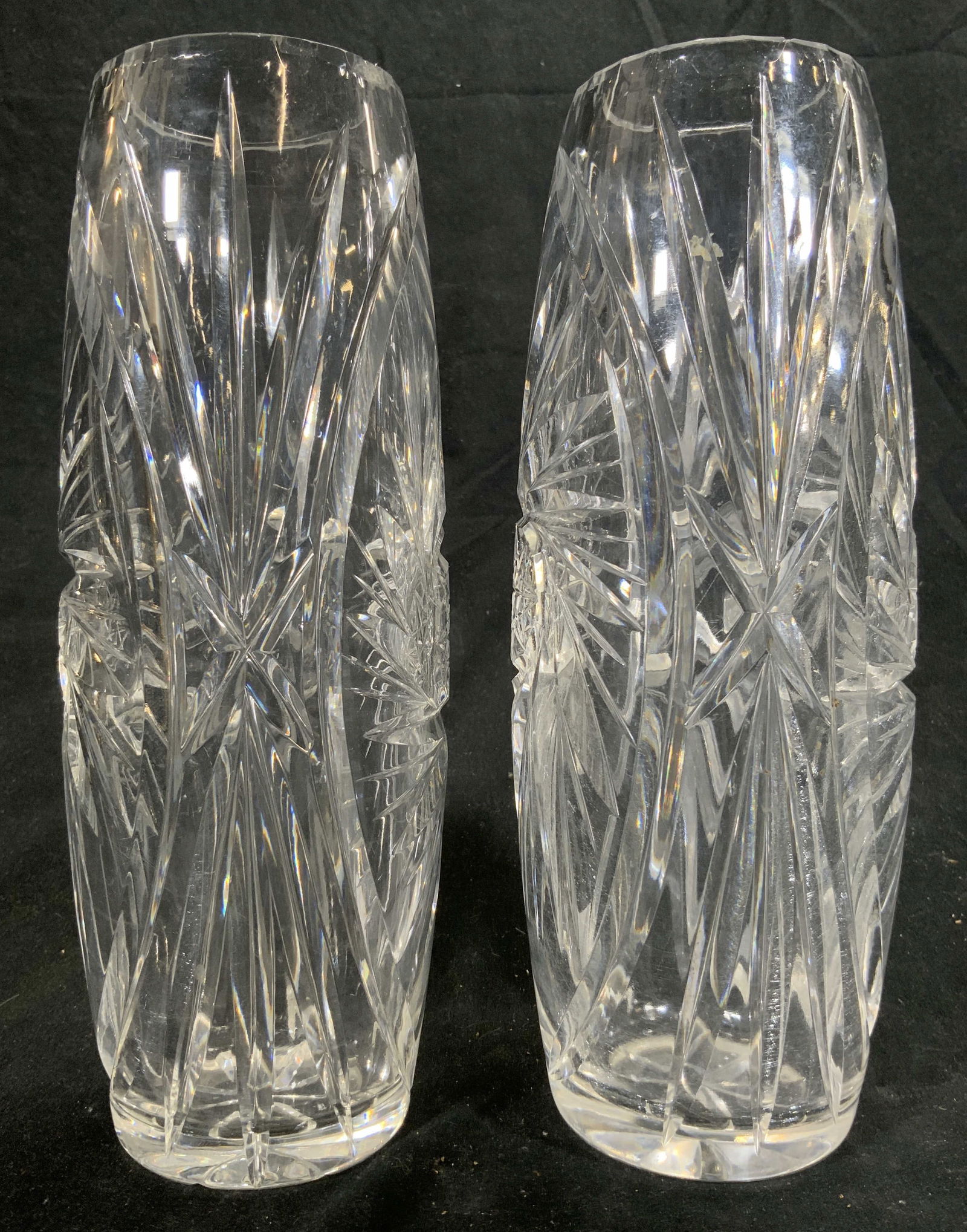 Pair Cut Crystal Vases Vessels (1 of 7)
