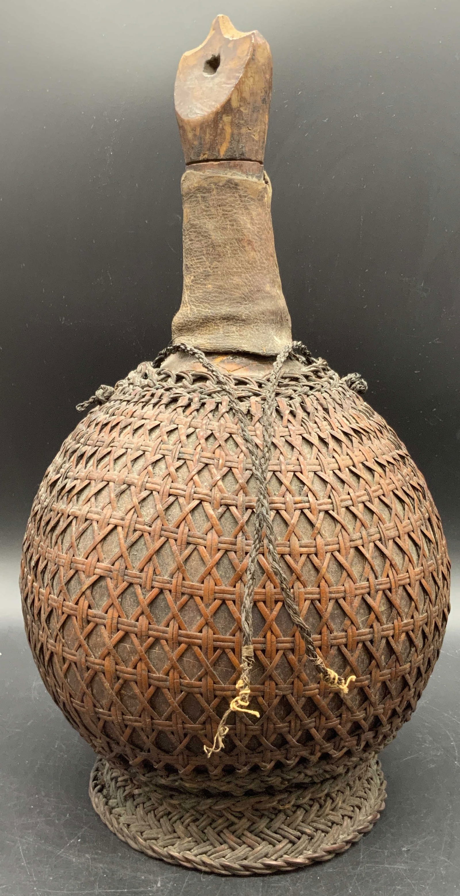 Vintage Handmade Woven Gourd Vessel W/ Stopper (1 of 13)