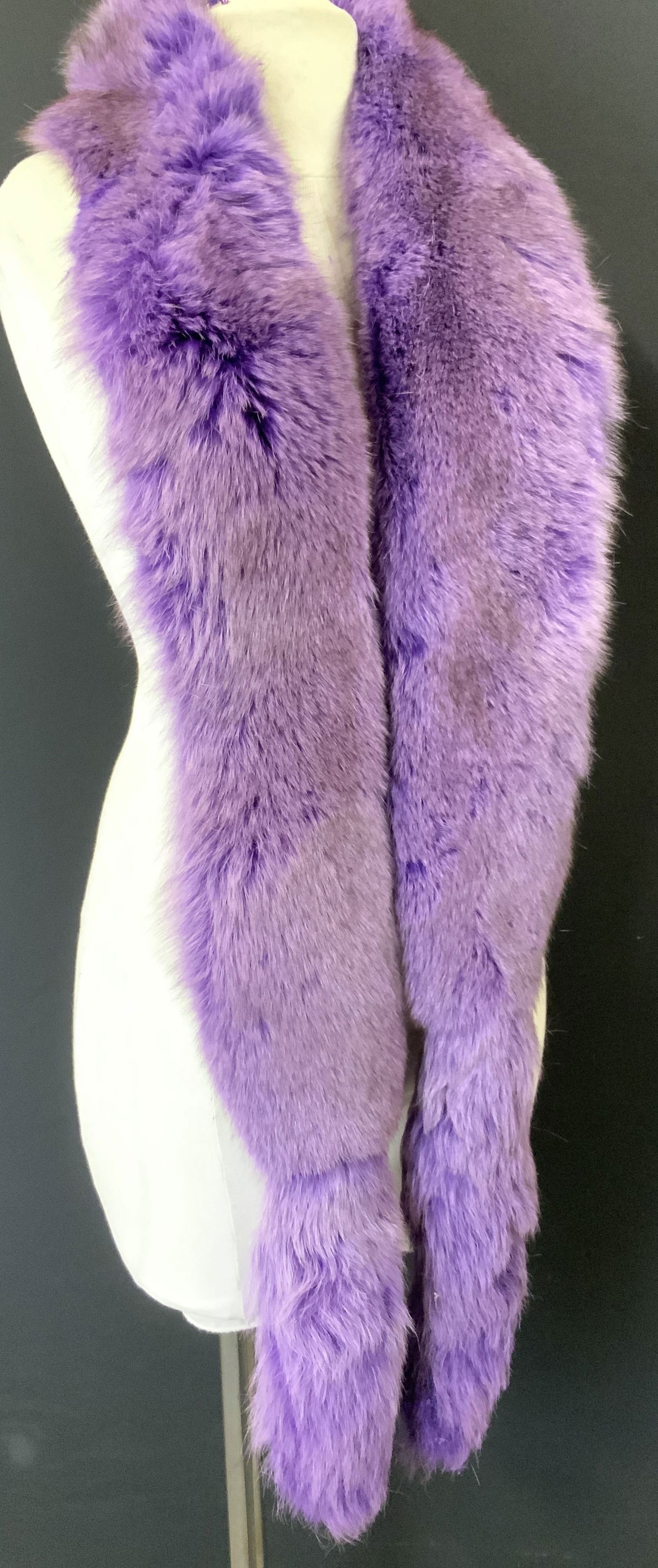 Dyed Purple Fox Fur Stole/ Scarf 6ft10in (1 of 6)