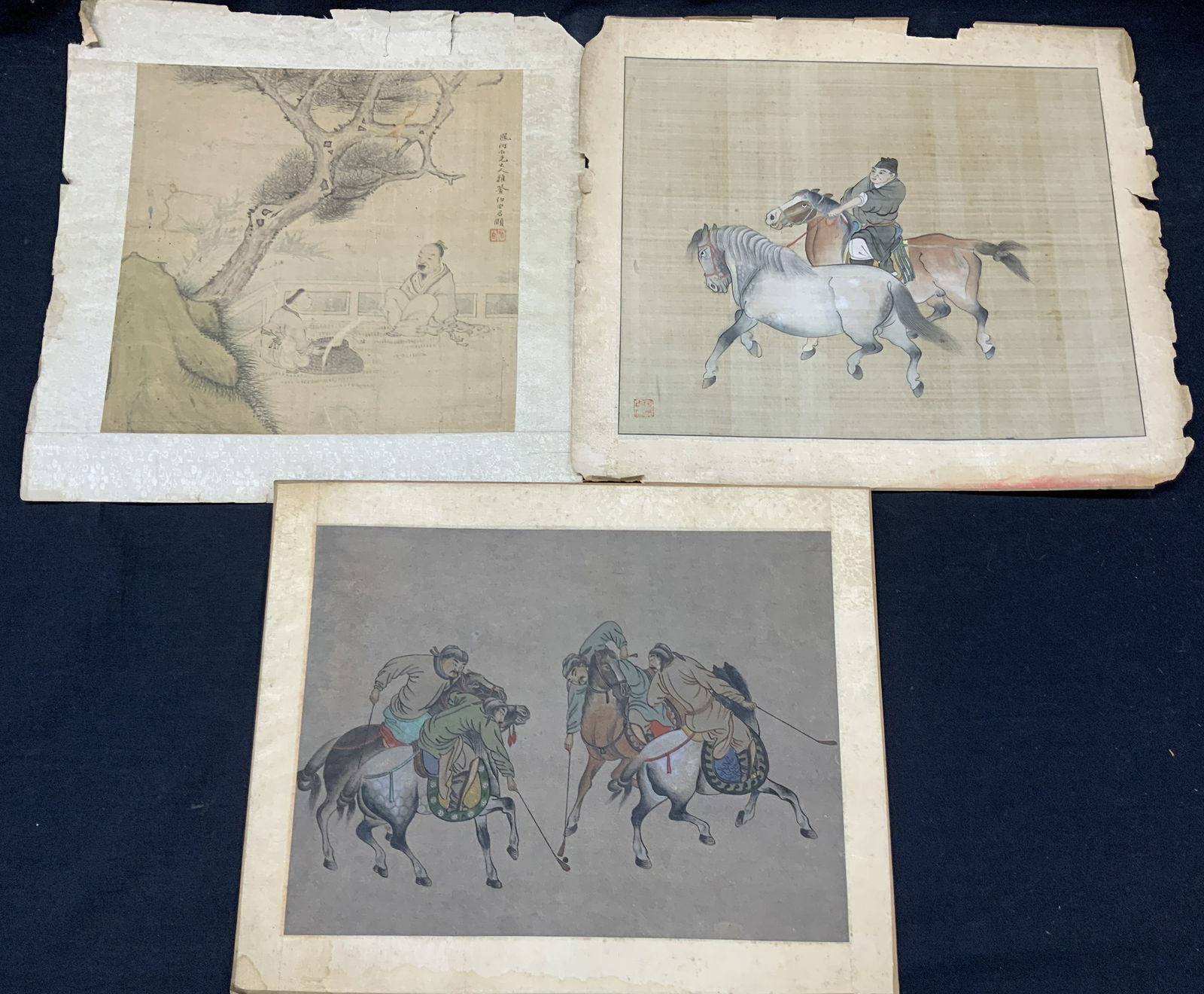 3 Hand Painted Stamped Asian Figural Scenes (1 of 14)