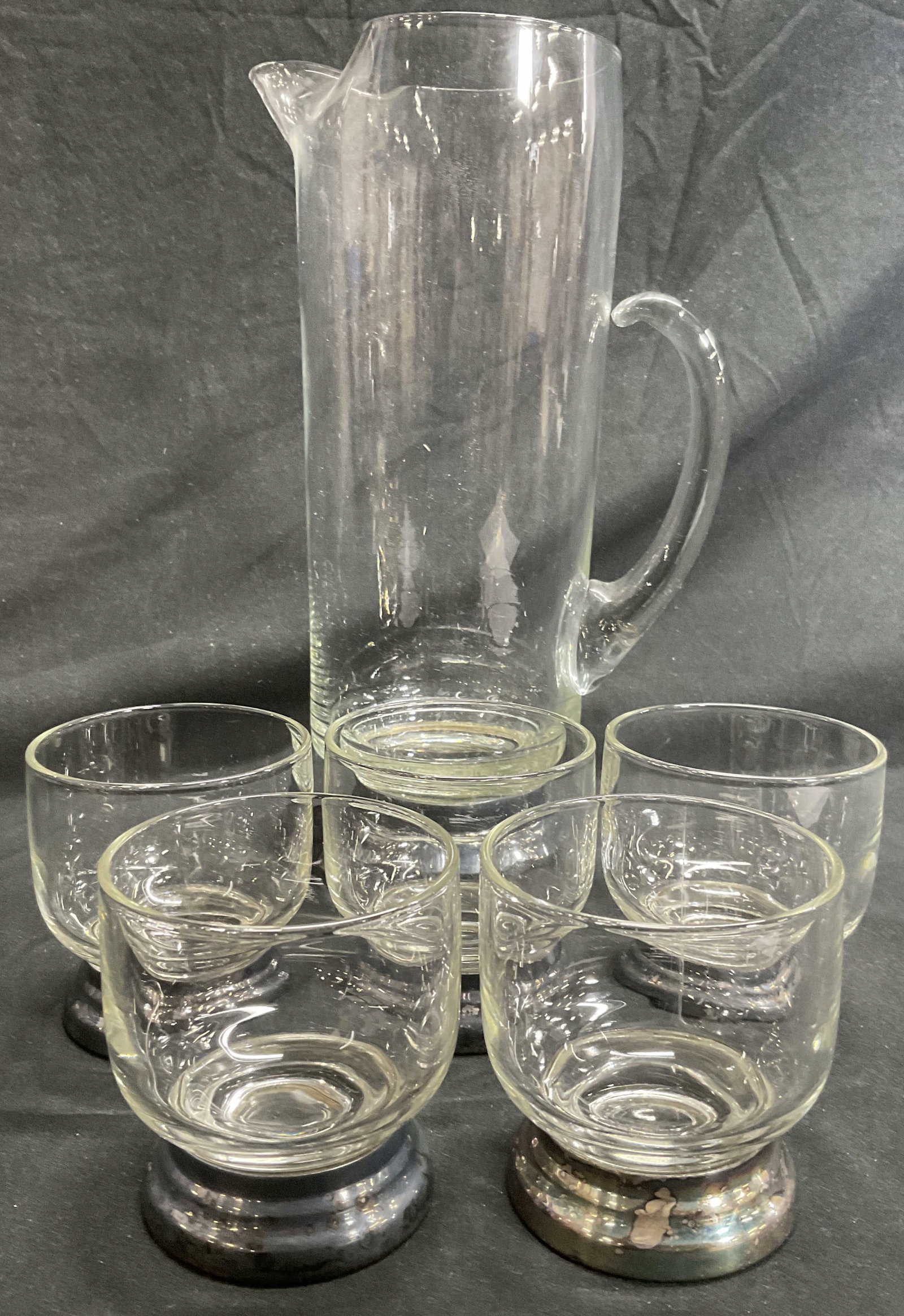 Set5 Glass & Silver Plate Drinks Pitcher & Goblets (1 of 6)