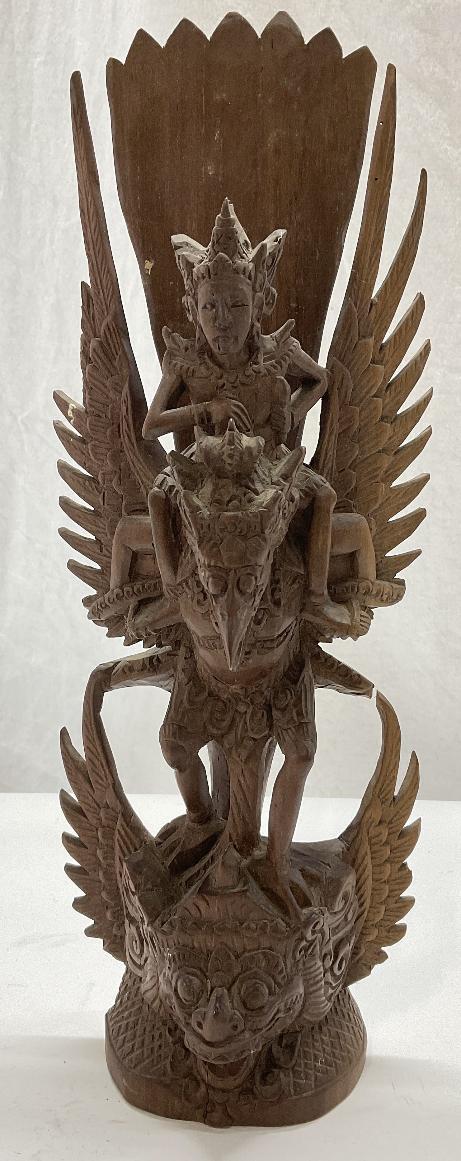 Wood Handcrafted Garuda & Vishnu Figural Bali 13in (1 of 8)