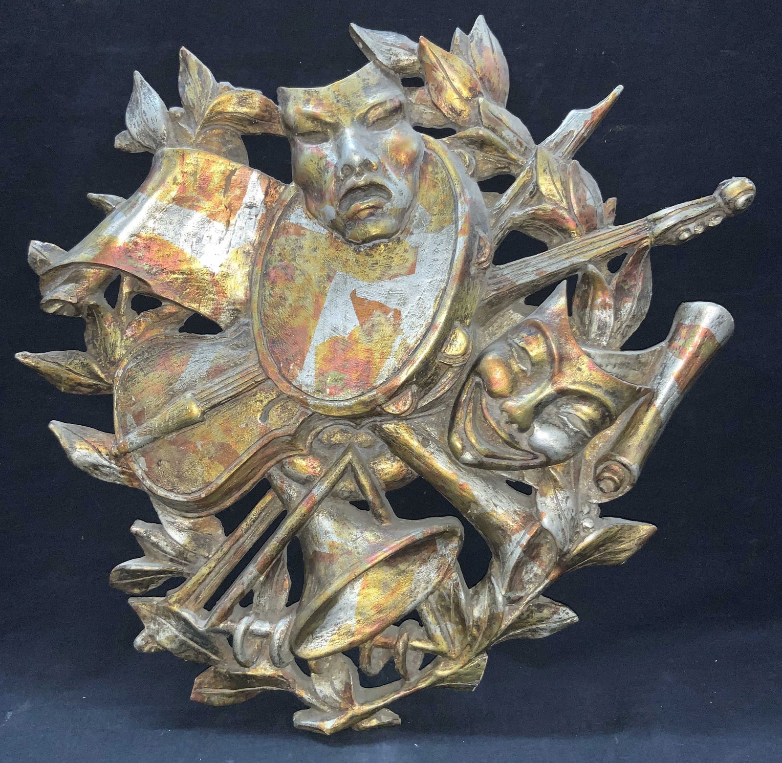 Carved Wooden Tragedy & Comedy Mask Wall Art (1 of 11)