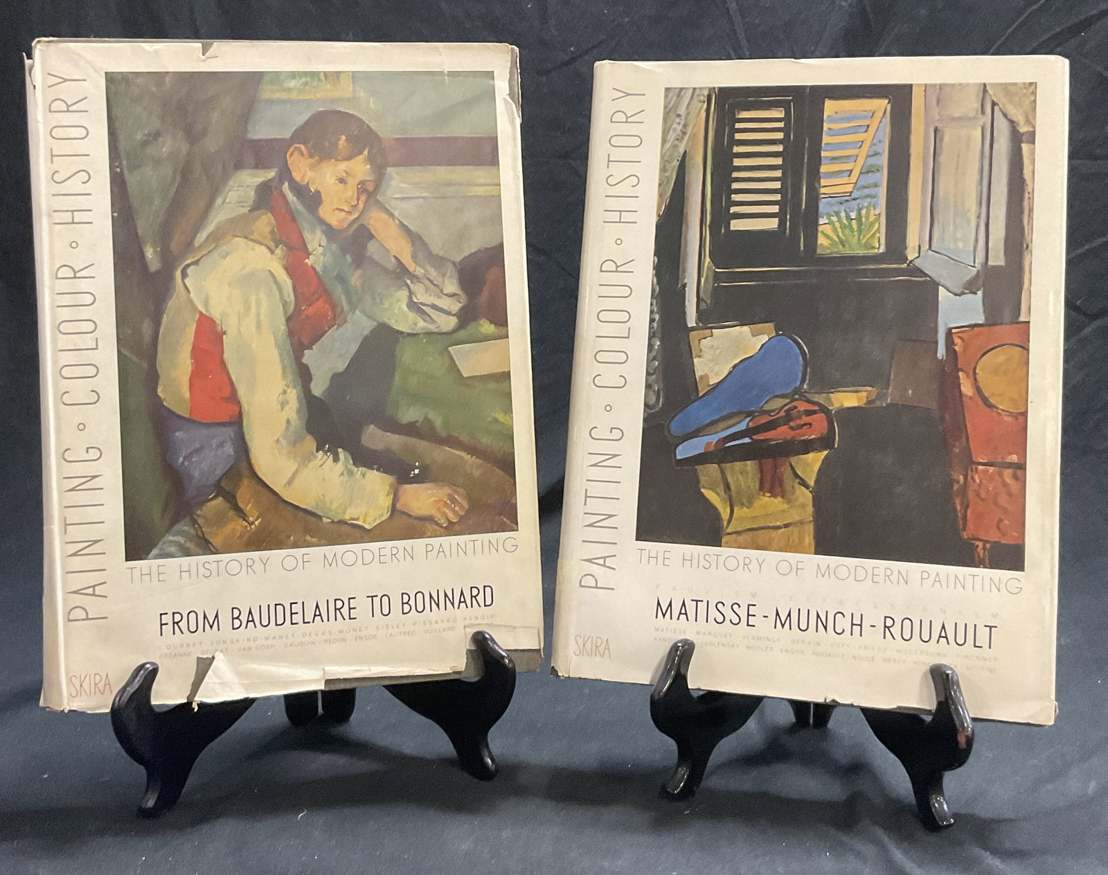 2 HISTORY OF MODERN PAINTING Books Illstr 1949: 2 HISTORY OF MODERN PAINTING Books. Fauvism Expressionism. MATISSE-MUNCH-ROUAULT. Collection planned and directed by Albert Skira. Copyright is 1950. Hardcover with dust jacket. FROM BAUDELAIRE TO BON