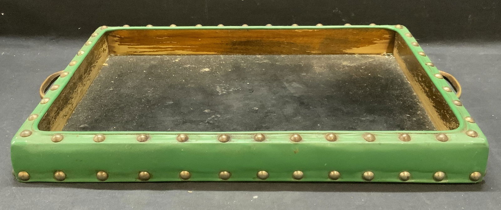 Vintage Green Leather Studded Table Top Tray (1 of 8)