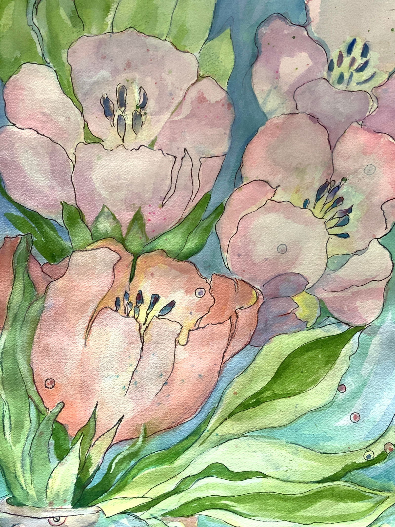Merker Signed Watercolor Floral Painting (1 of 9)