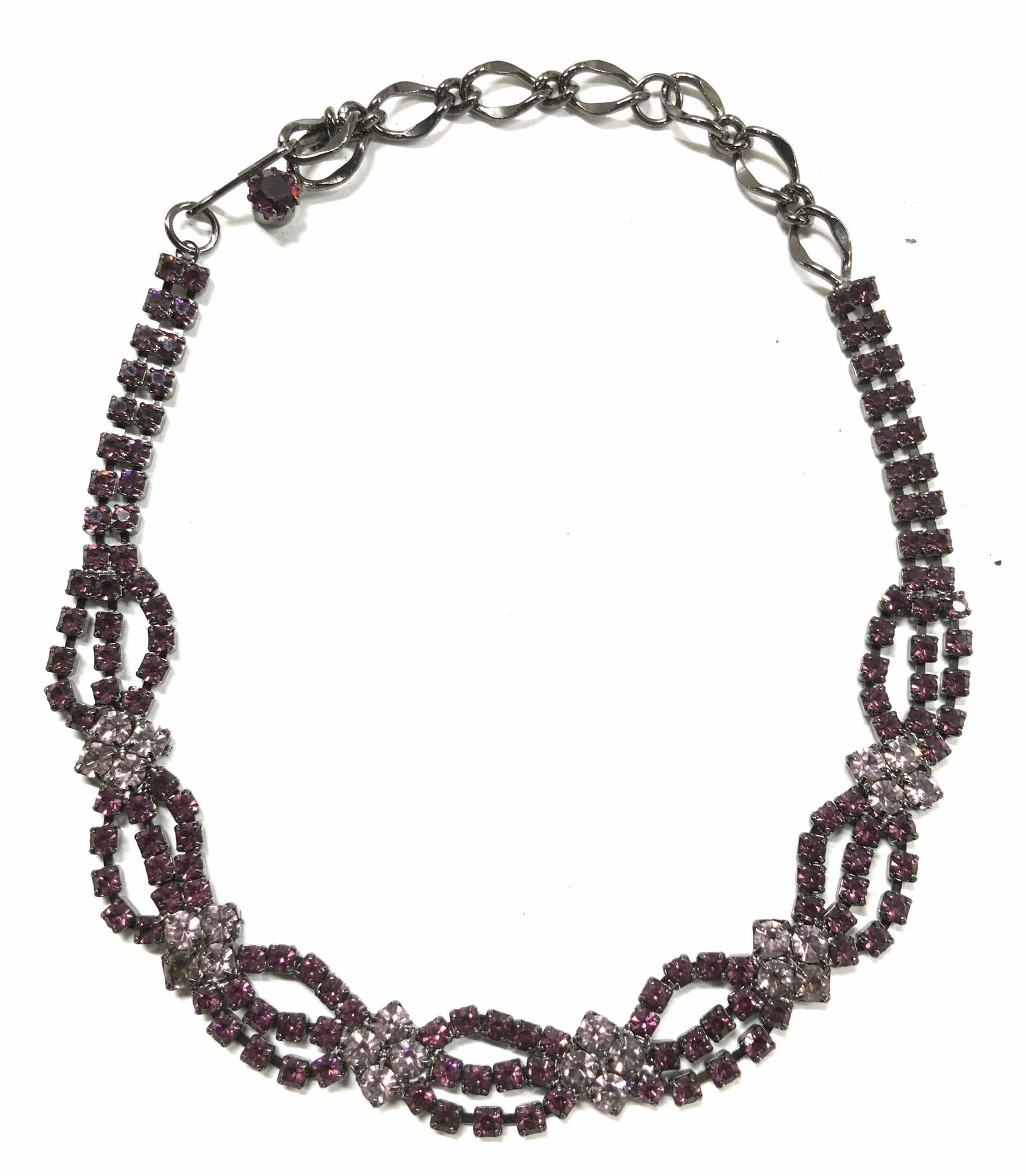 Art Deco Amethyst Tone Crystal Necklace, Jewelry (1 of 6)
