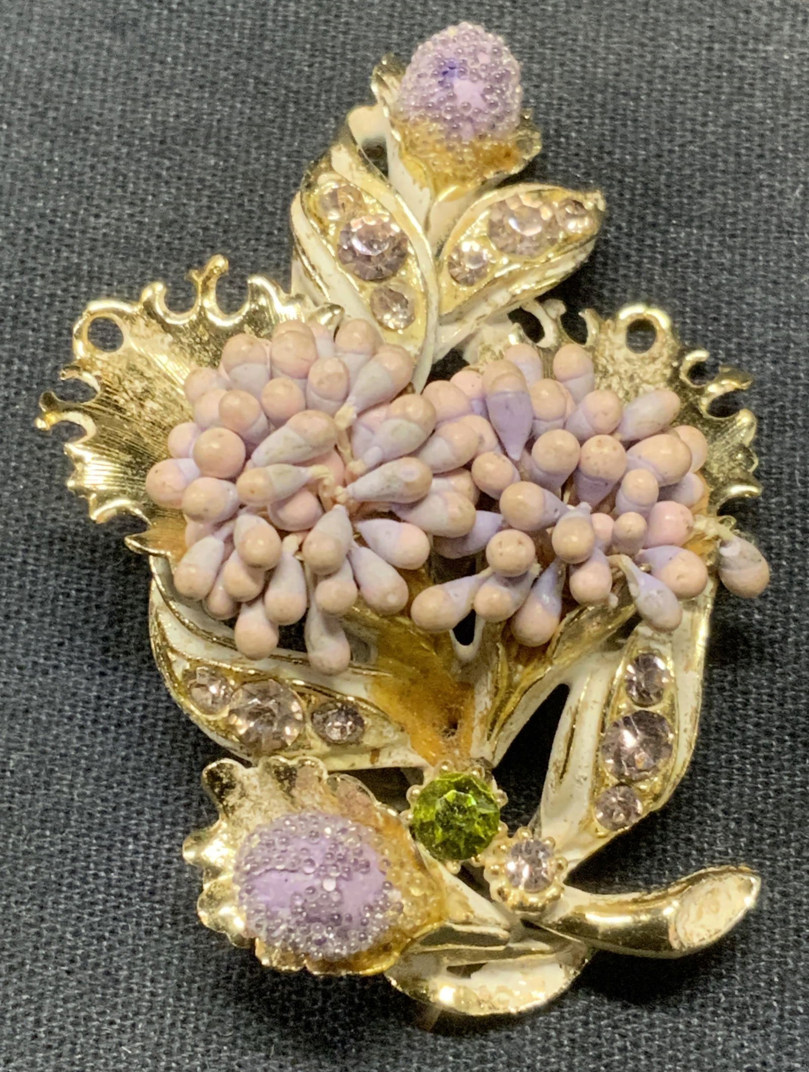 Vintage FLORENZA Gold Tone Pink Flower Brooch (1 of 6)
