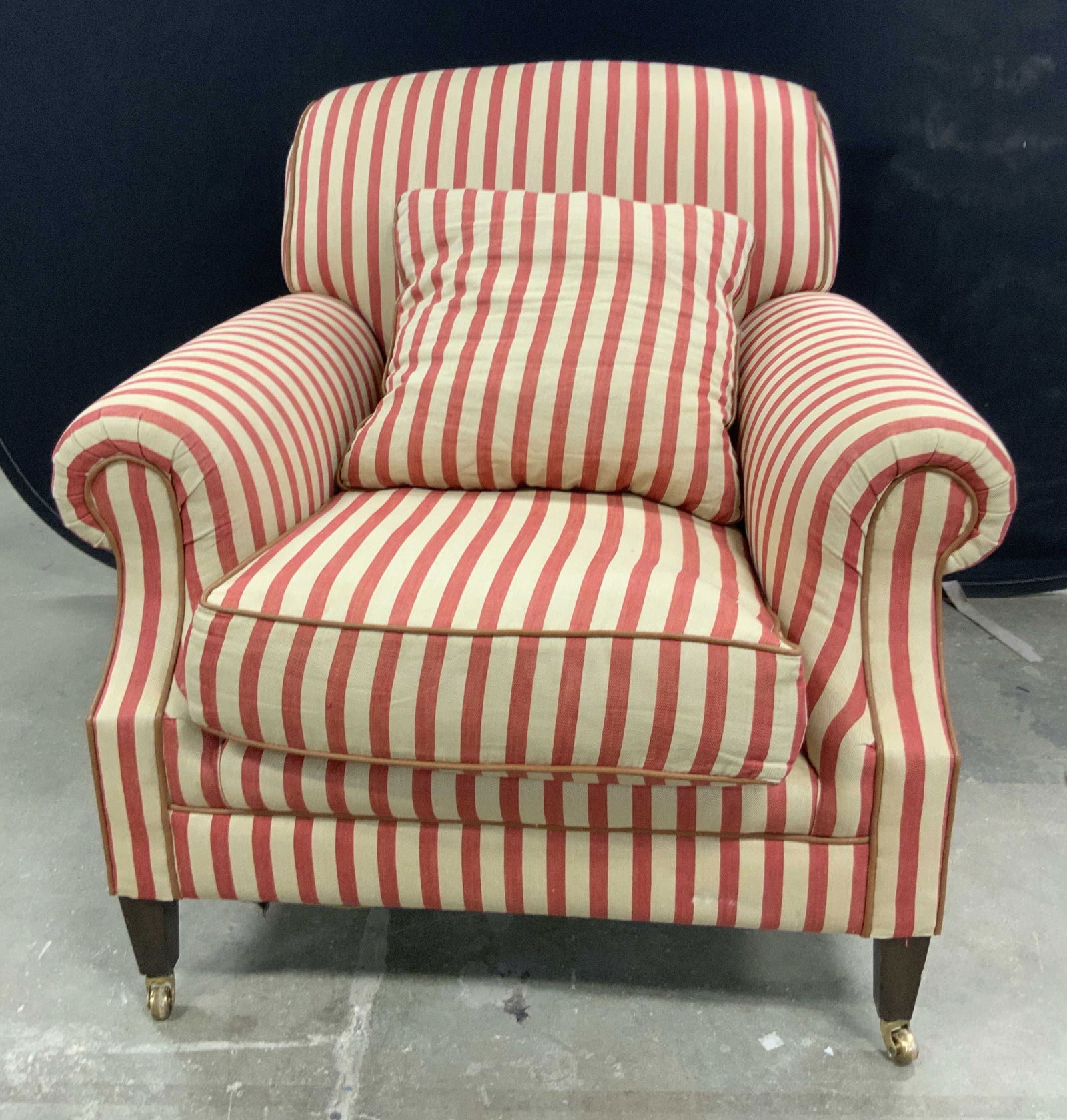 Vintage Striped Upholstery Armchair On Casters (1 of 11)