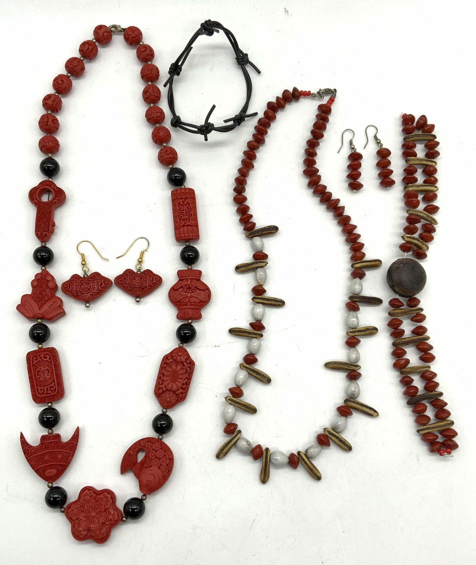 Lot 6 Cinnabar & Organic Jewelry Sets (1 of 13)