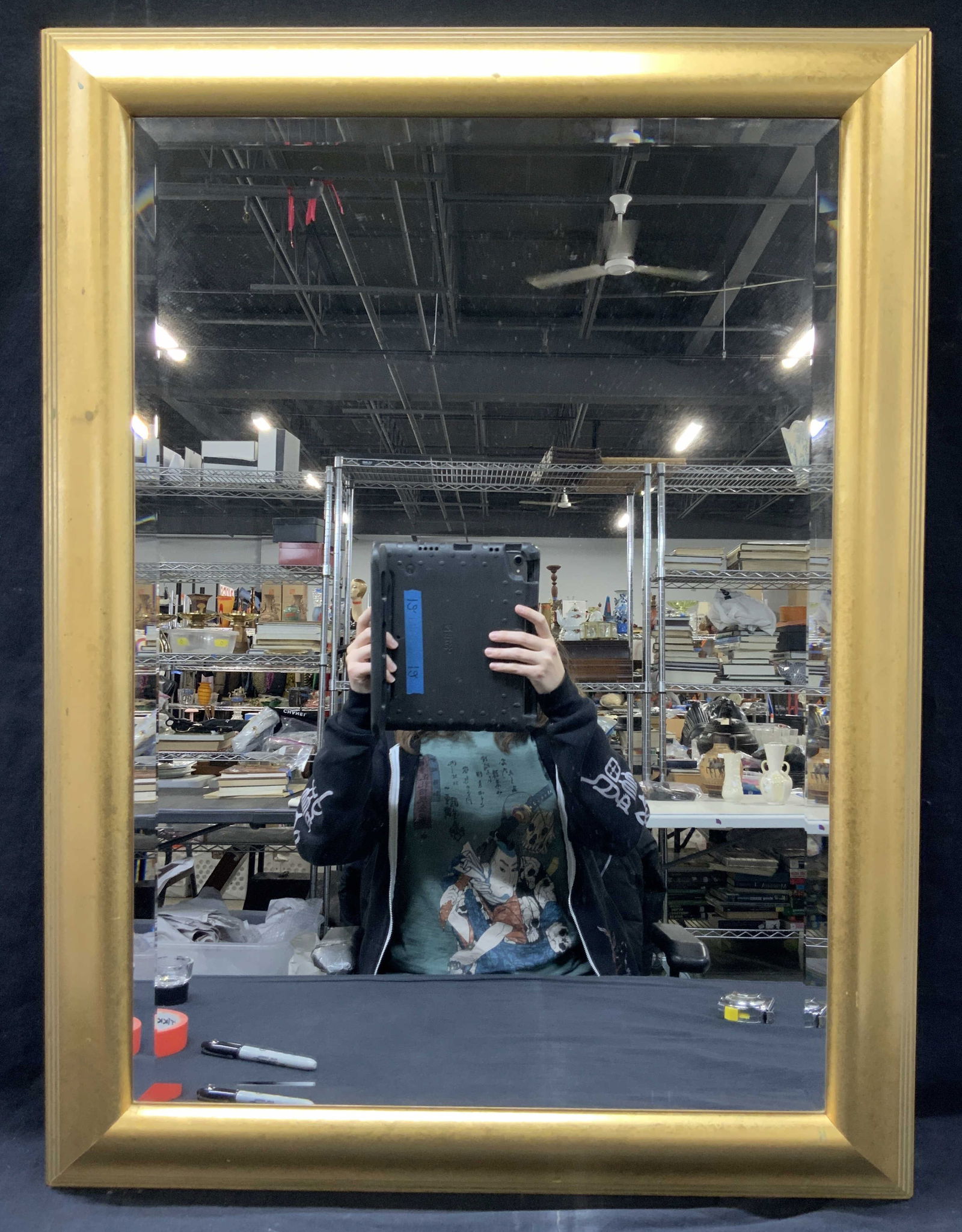 Gold Leaf Beveled Glass Wooden Frame Mirror 2ft8in (1 of 6)