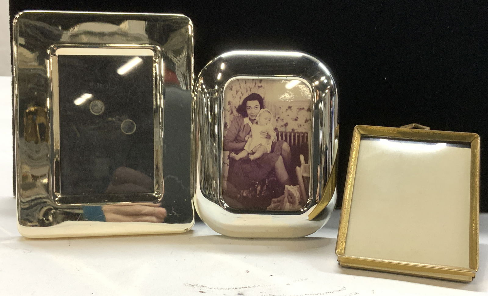 Lot 3 Vintage Silver Plate & Brass Picture Frames (1 of 6)