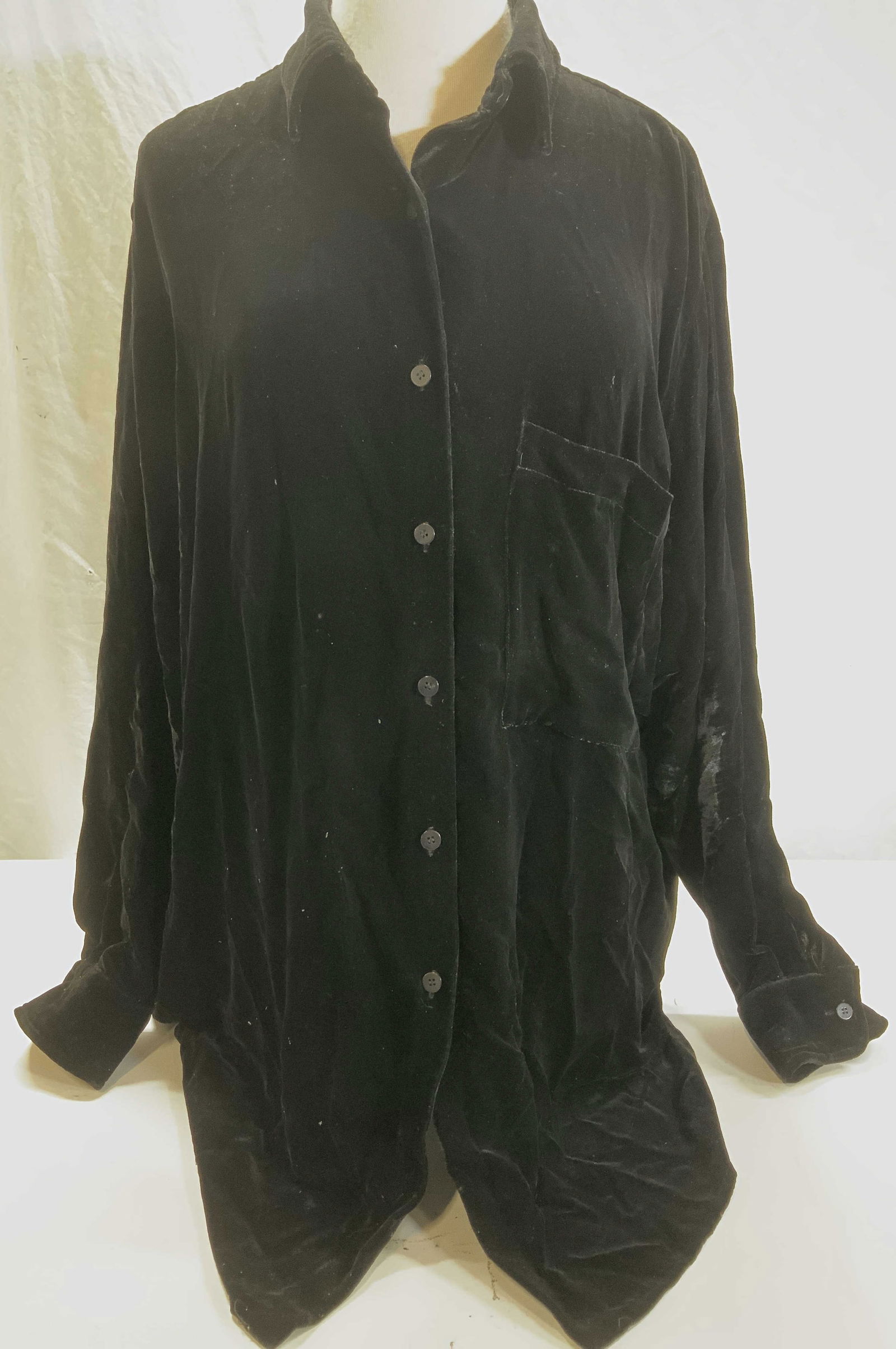 Donna Karen Black Velvet Button Down Shirt (1 of 7)