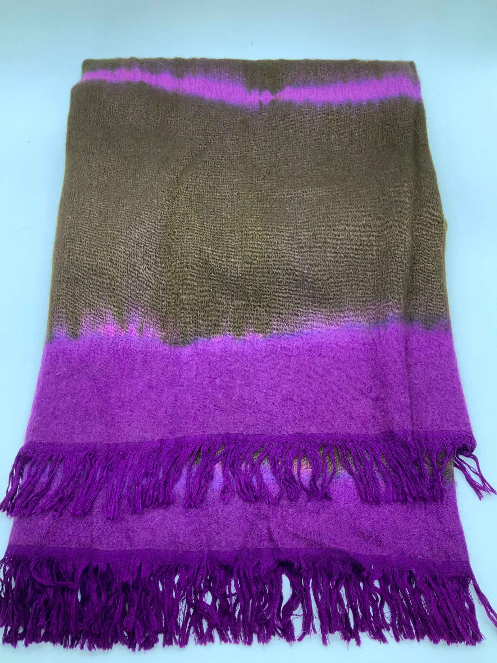 Cashmere Thick XL Tie Dye Shawl w Fringe 6ft5in (1 of 6)
