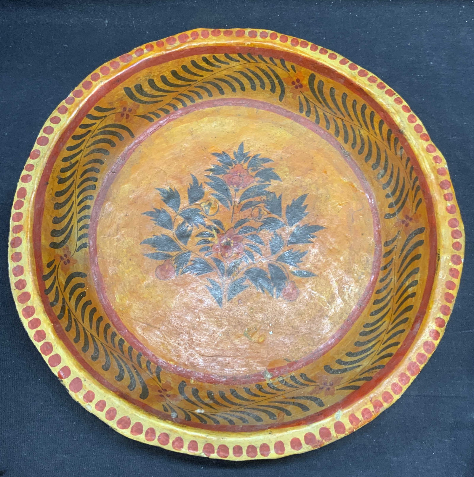Vintage Handmade Paper Mache Serving Bowl, India (1 of 7)