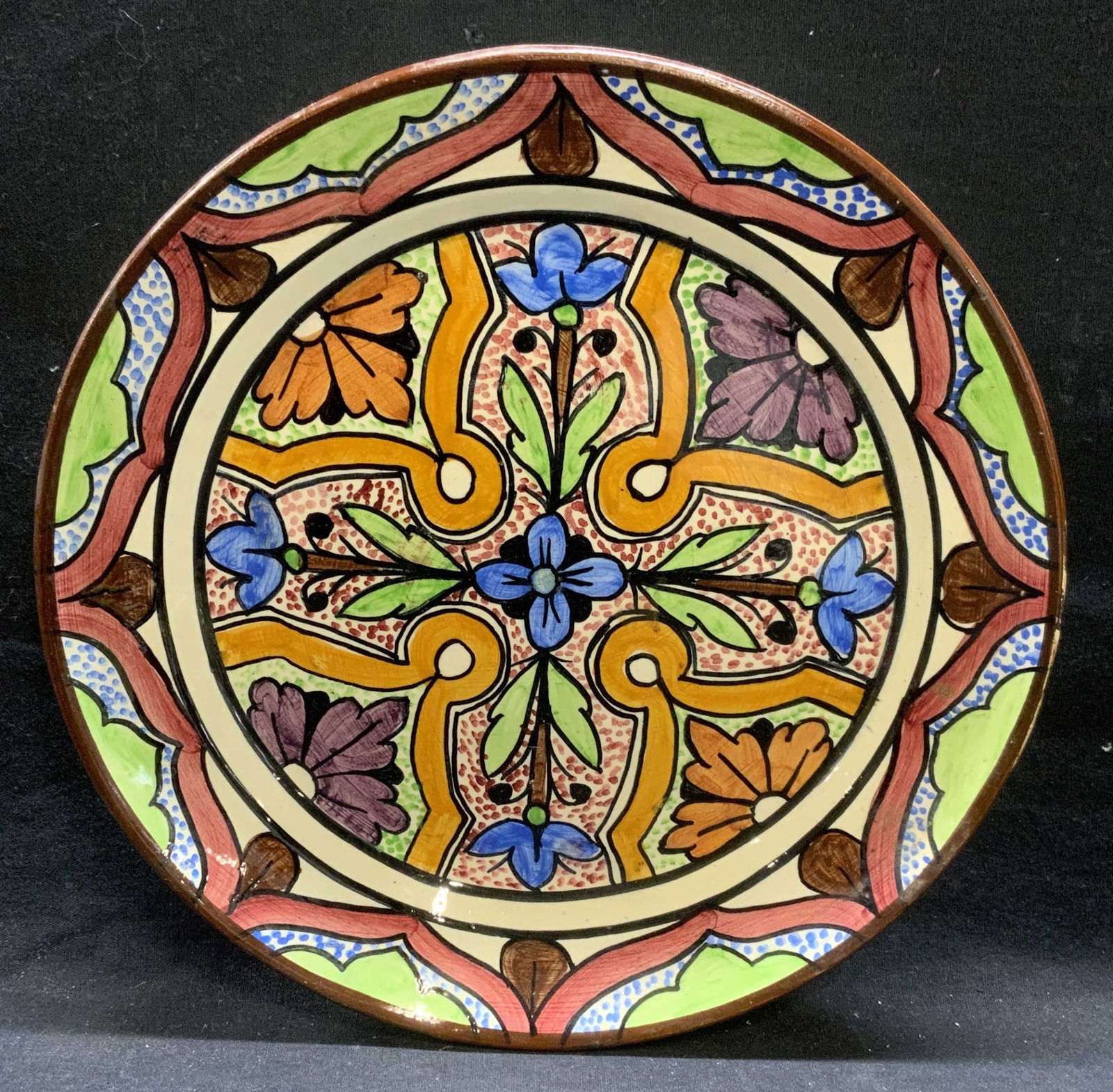 Hand Painted Floral Ceramic Plate, Greece (1 of 6)