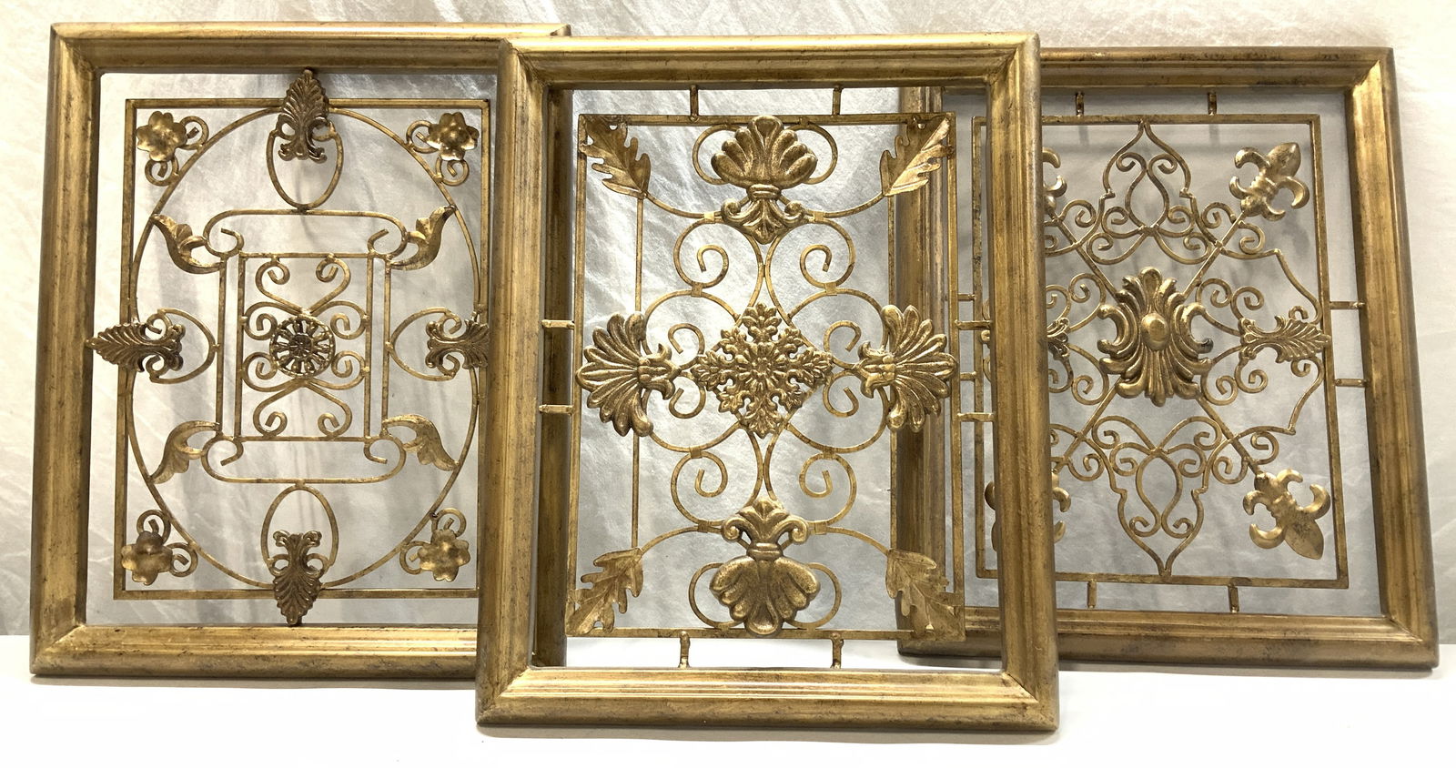 Set 3 Gold Painted Iron Wall Decor Grills 1ft7in (1 of 12)