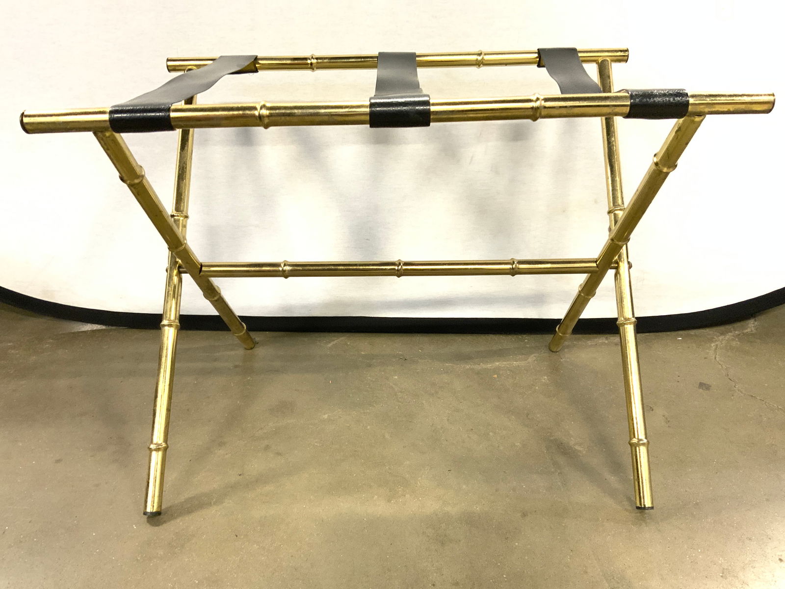 Vintage Brass & Leather Luggage Rack (1 of 6)