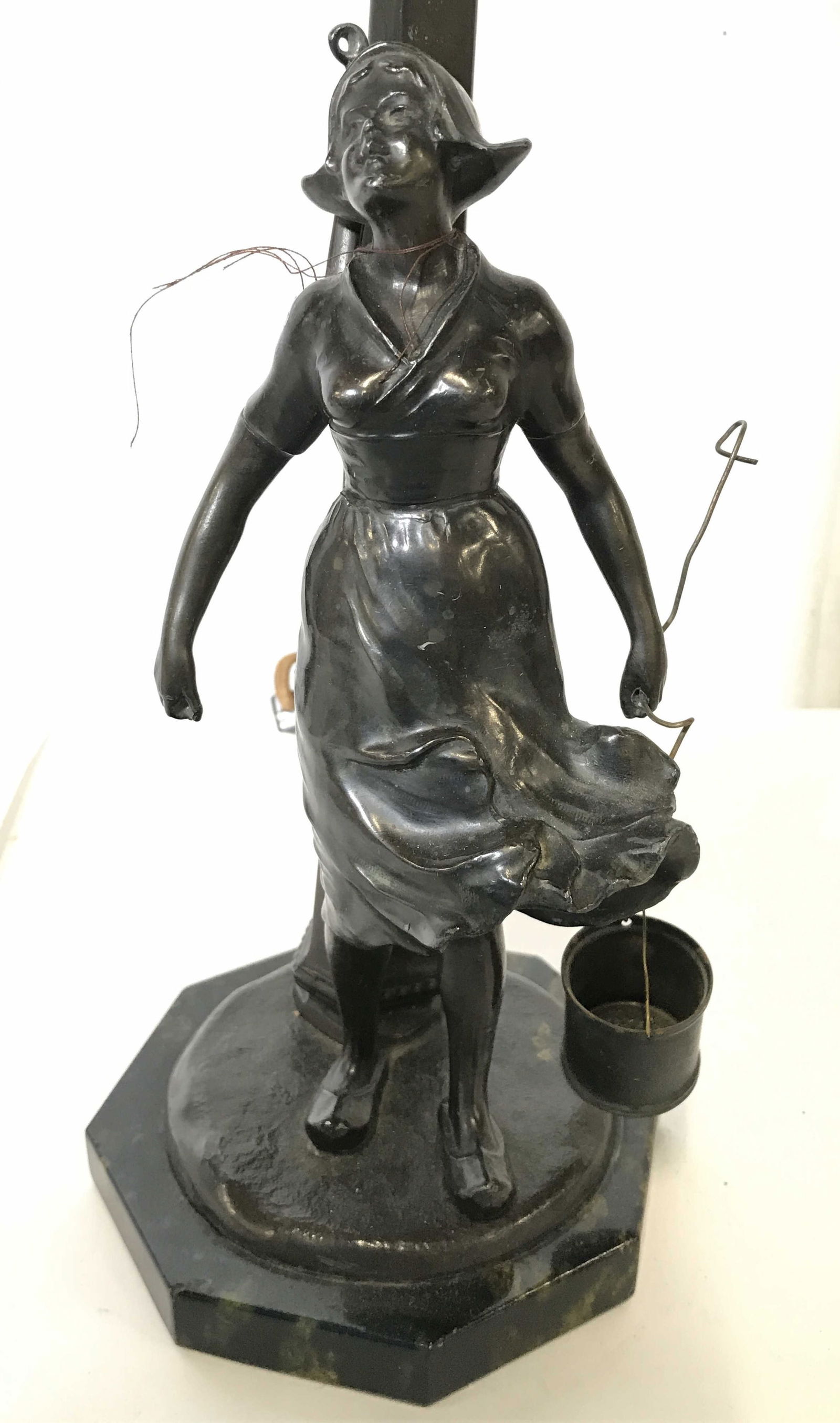 Vintage Bronze Tn Frisian Girl Figural Metal Lamp (1 of 10)
