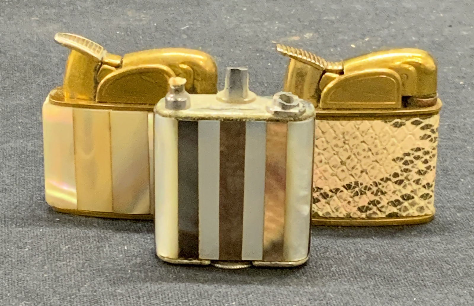 Lot3 Vintage Lighters, Mother of Pearl & Snakeskin (1 of 9)