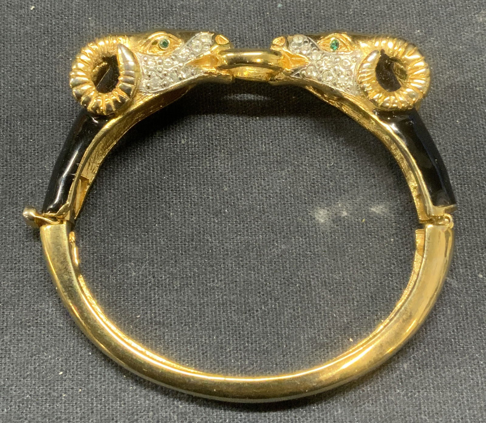 Gold Tone Enameled Rams Head Bracelet (1 of 6)