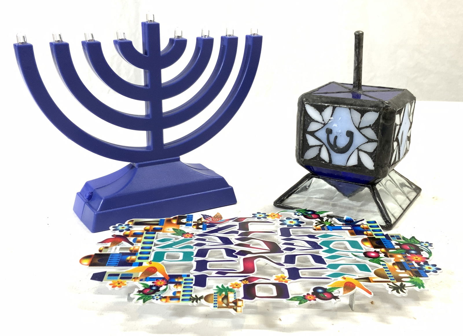 Lot4 Vintage Menorah, Dreidel, Wall Decor, Judaica (1 of 6)