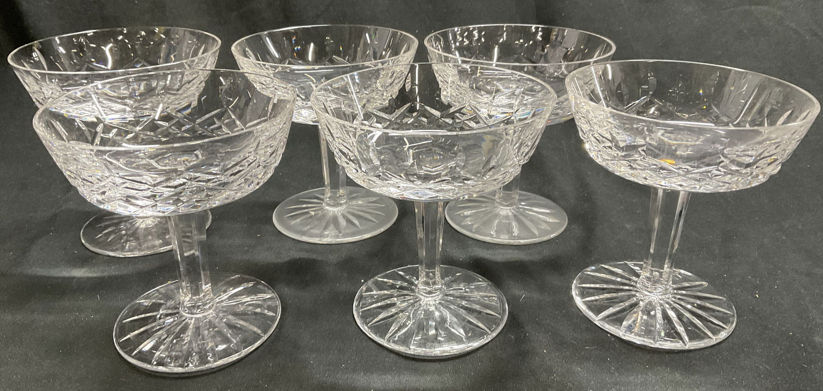 6 Vtg WATERFORD Crystal Lismore Champagne Glasses (1 of 7)