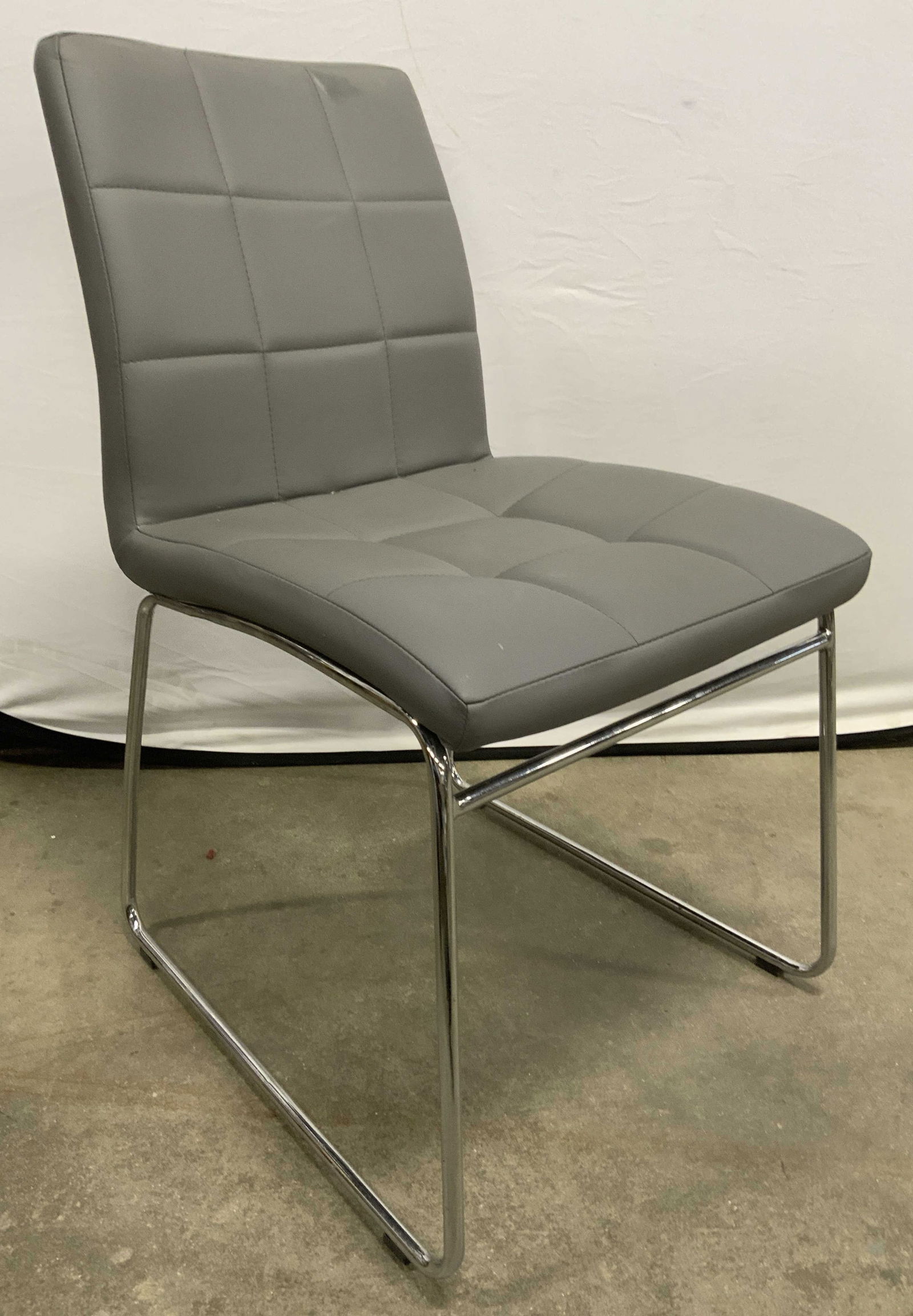 Modern Gray Leather Style & Chrome Dining Chair (1 of 15)