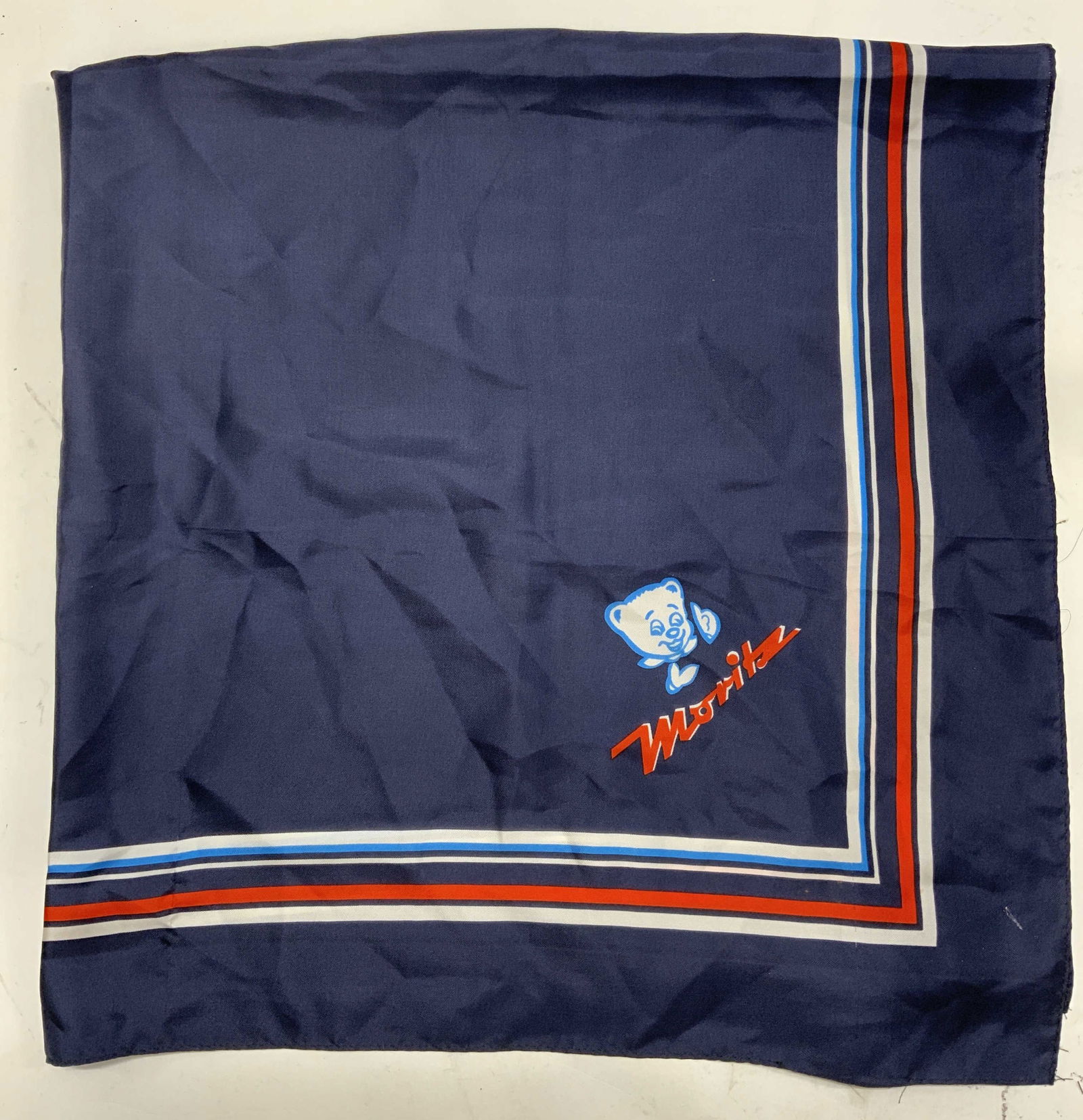 Moritz Signed Navy Blue Hand Rolled Silk Scarf (1 of 6)